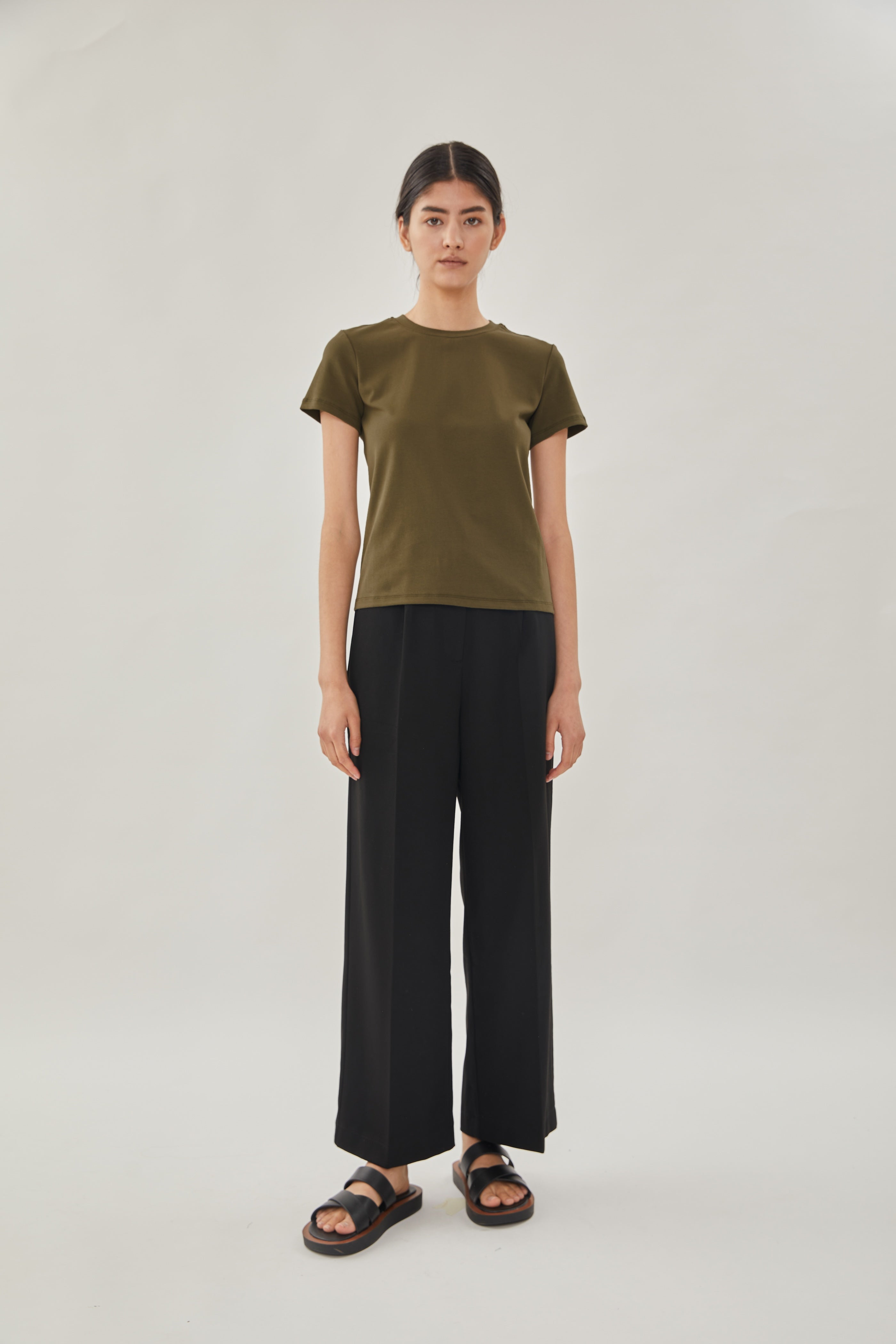 STUDIOS Cotton Stitched Tee in Moss