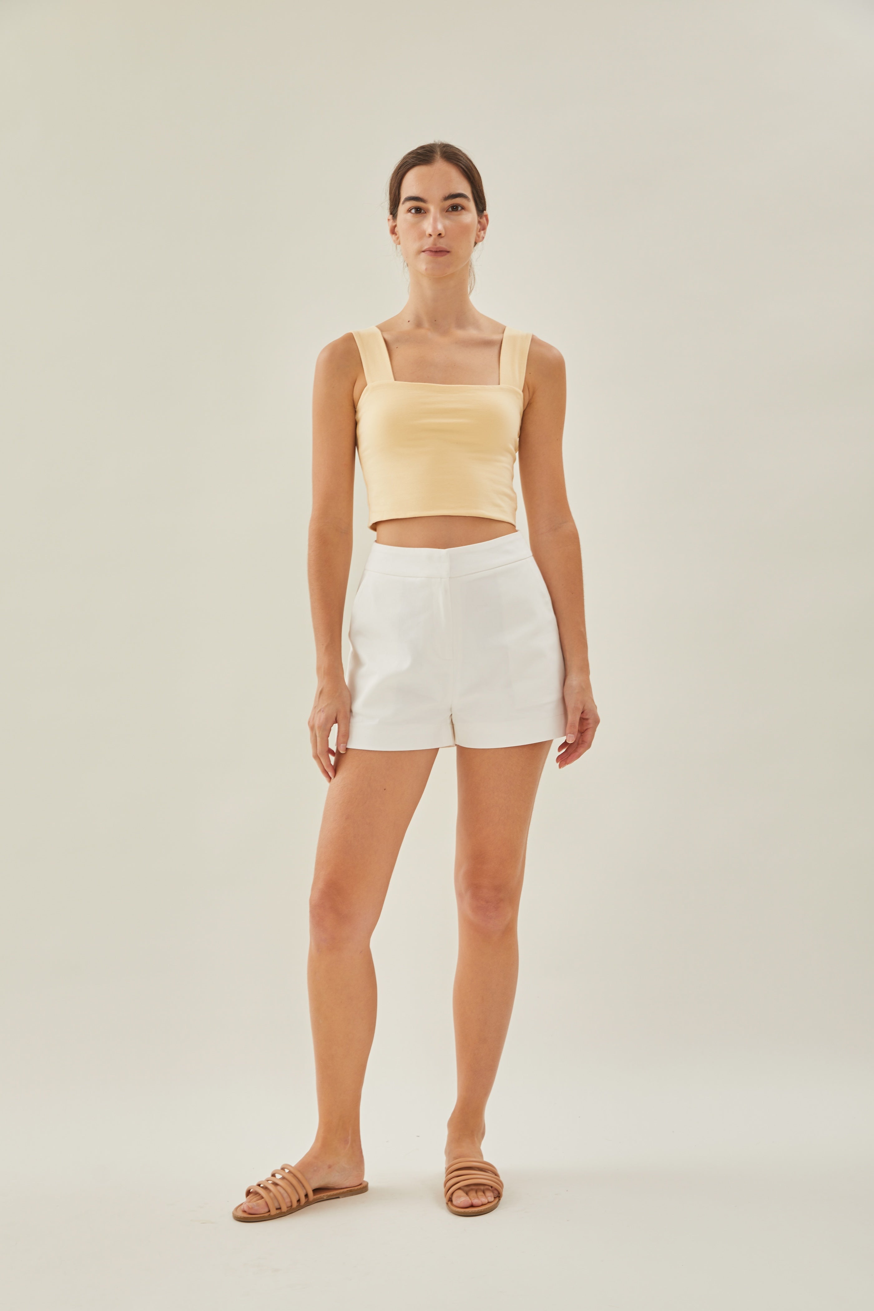 Classic Straight Neck Tank Top in Oat