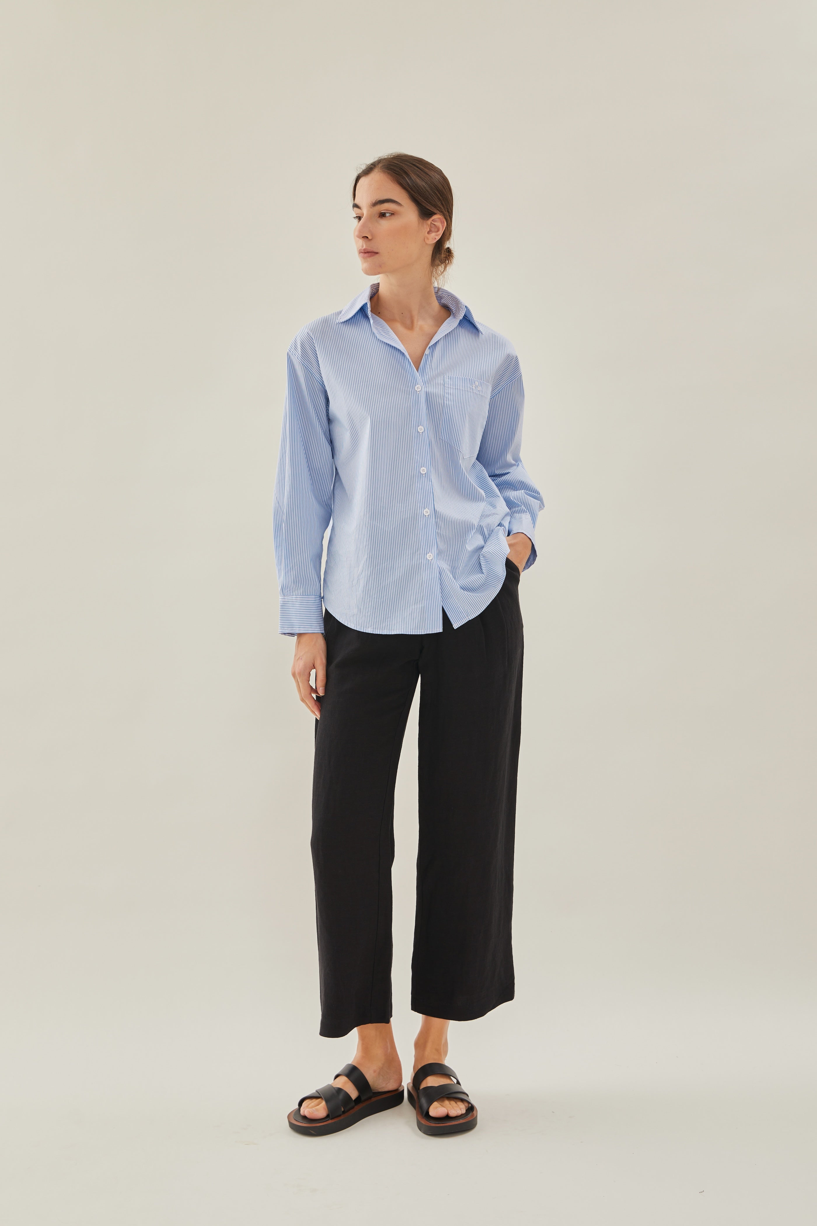 Linen Suit Trousers in Black