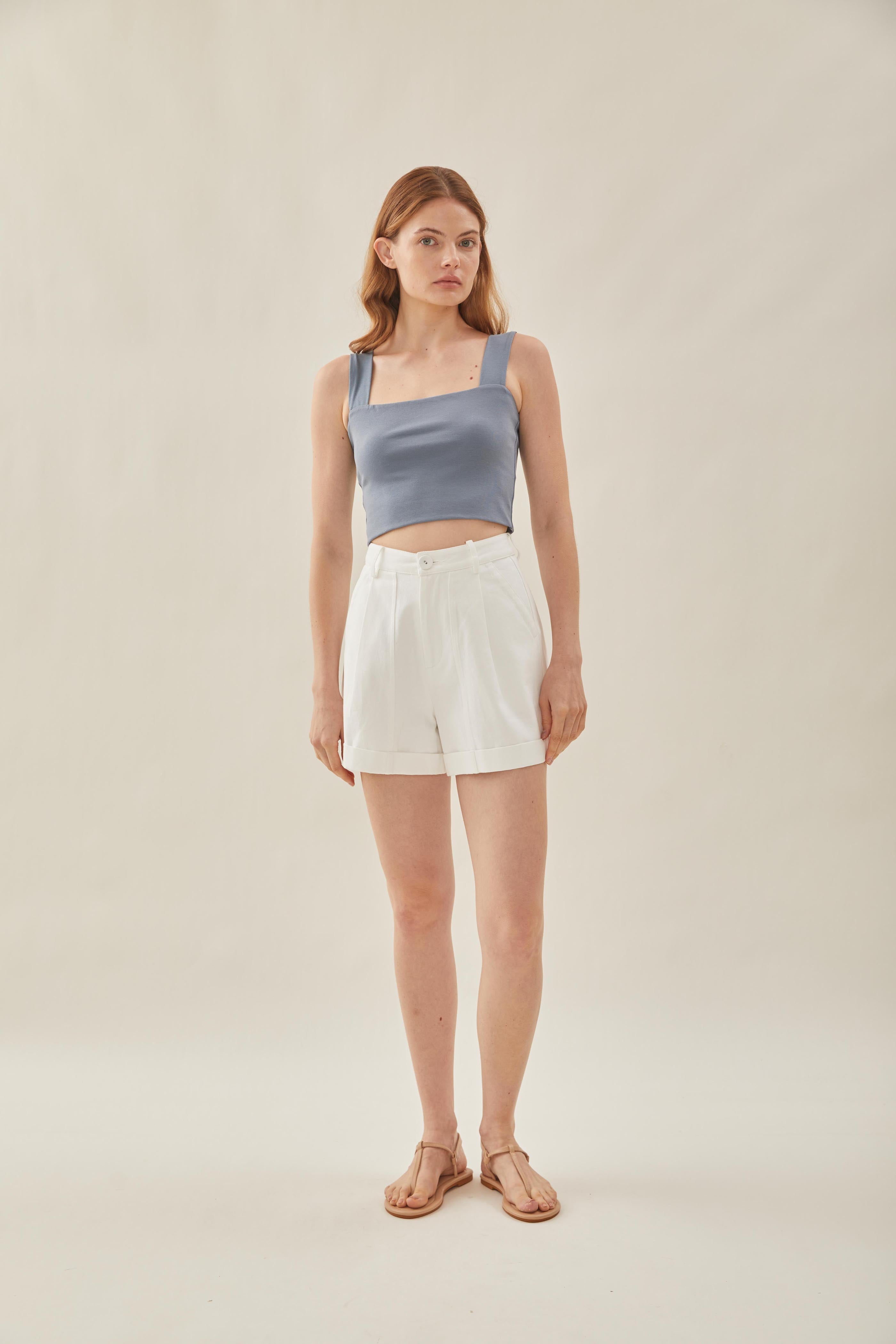 Classic Straight Neck Tank Top in Stonewash
