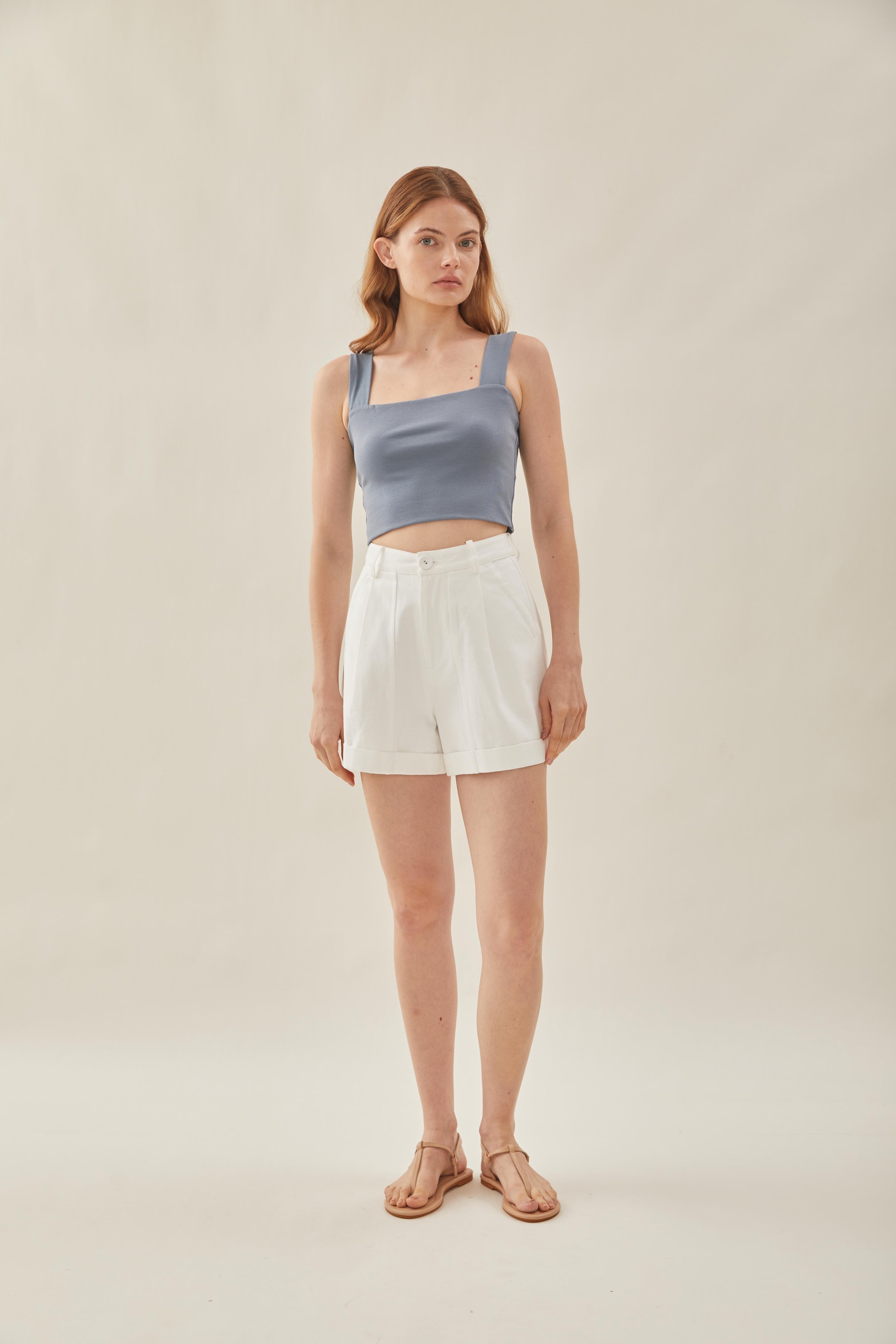 Classic Straight Neck Tank Top in Stonewash