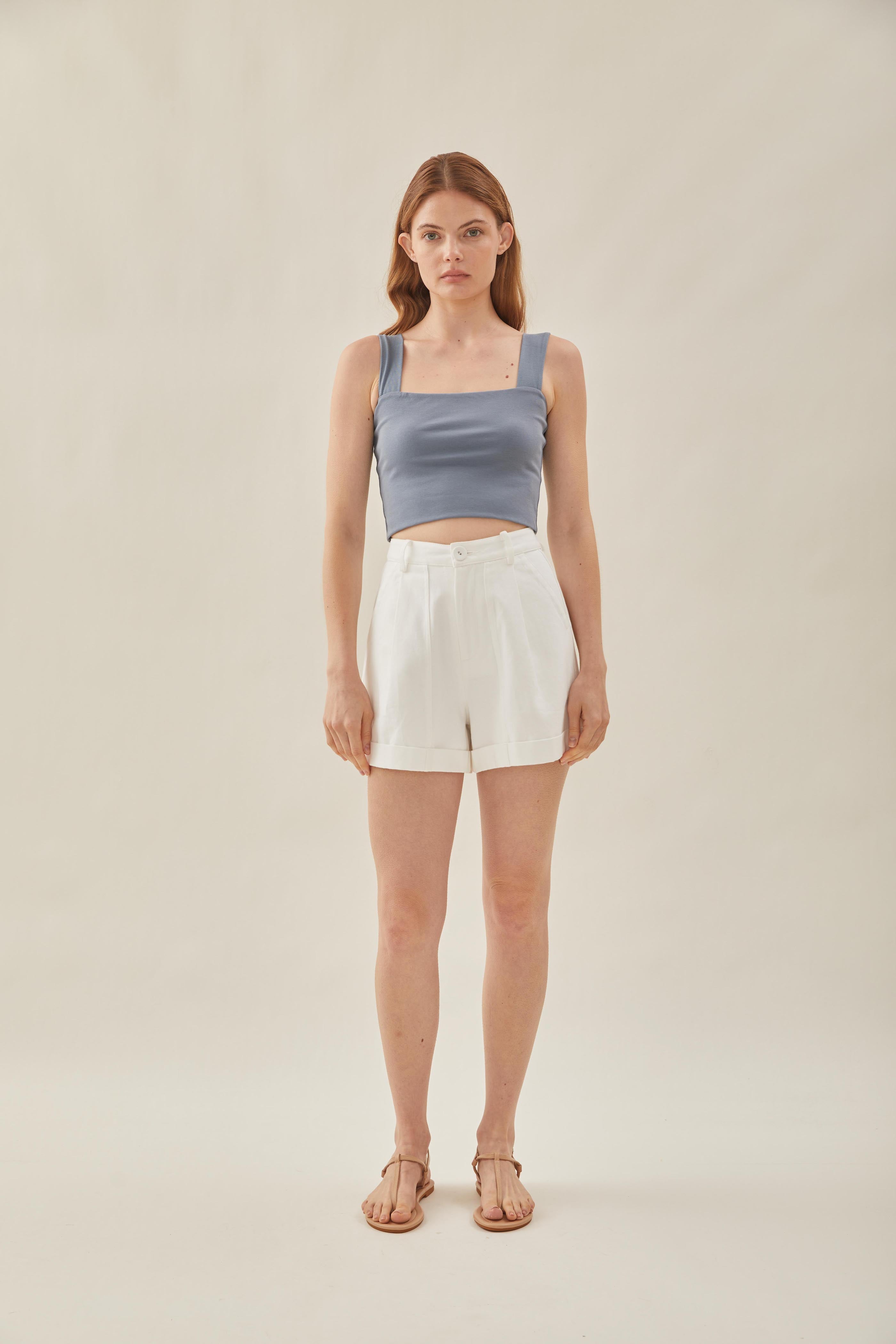 Classic Straight Neck Tank Top in Stonewash