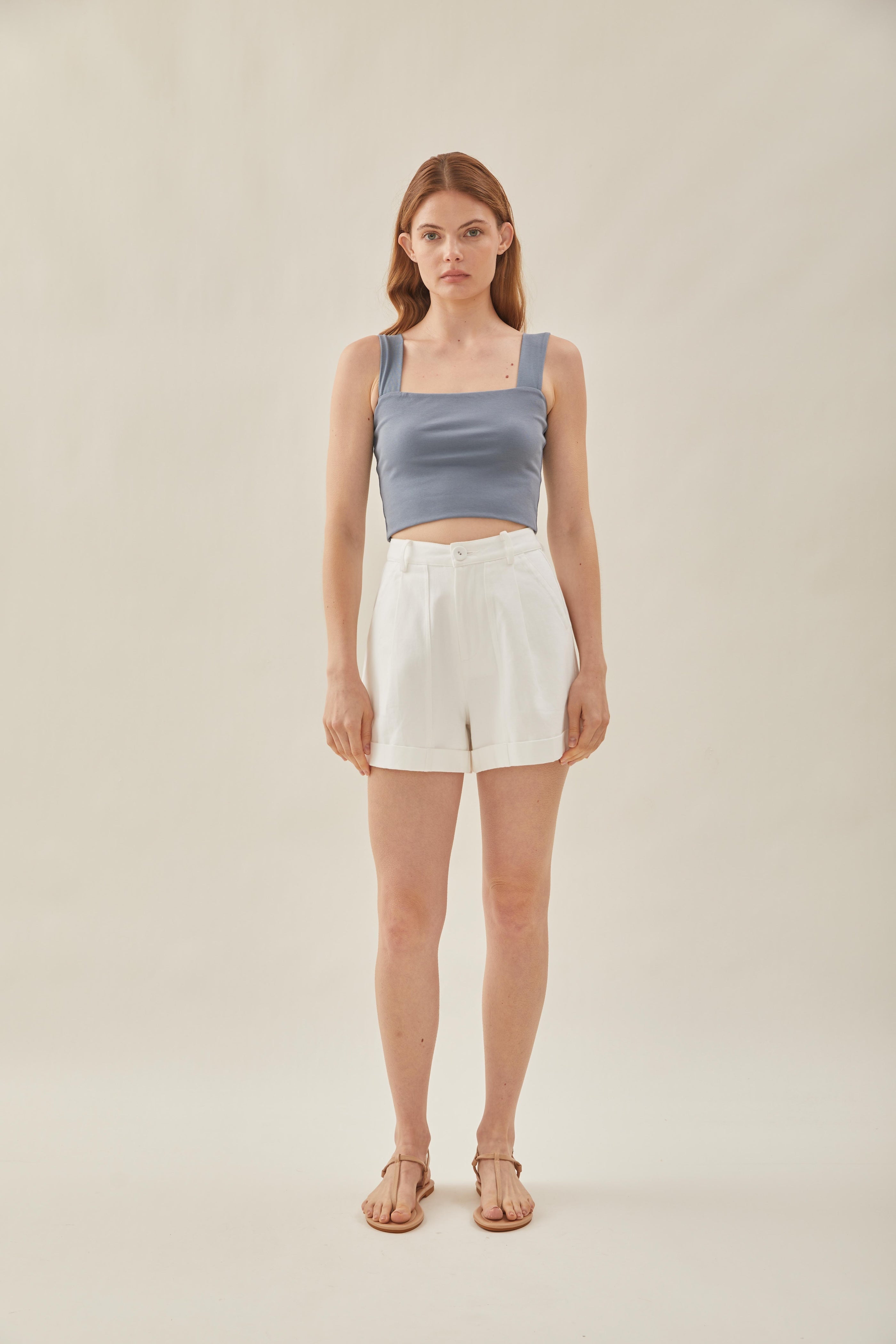 Classic Straight Neck Tank Top in Stonewash