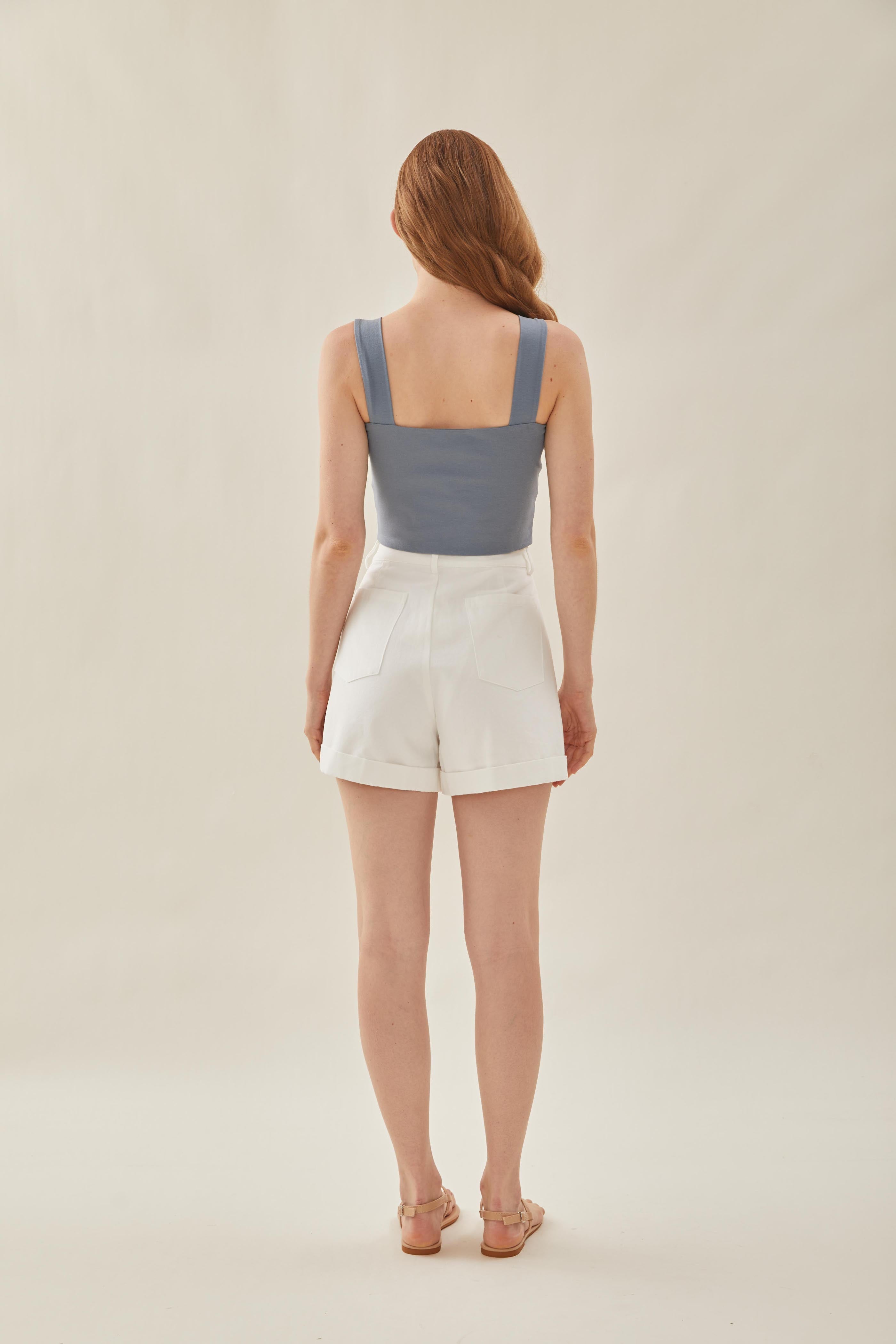 Classic Straight Neck Tank Top in Stonewash