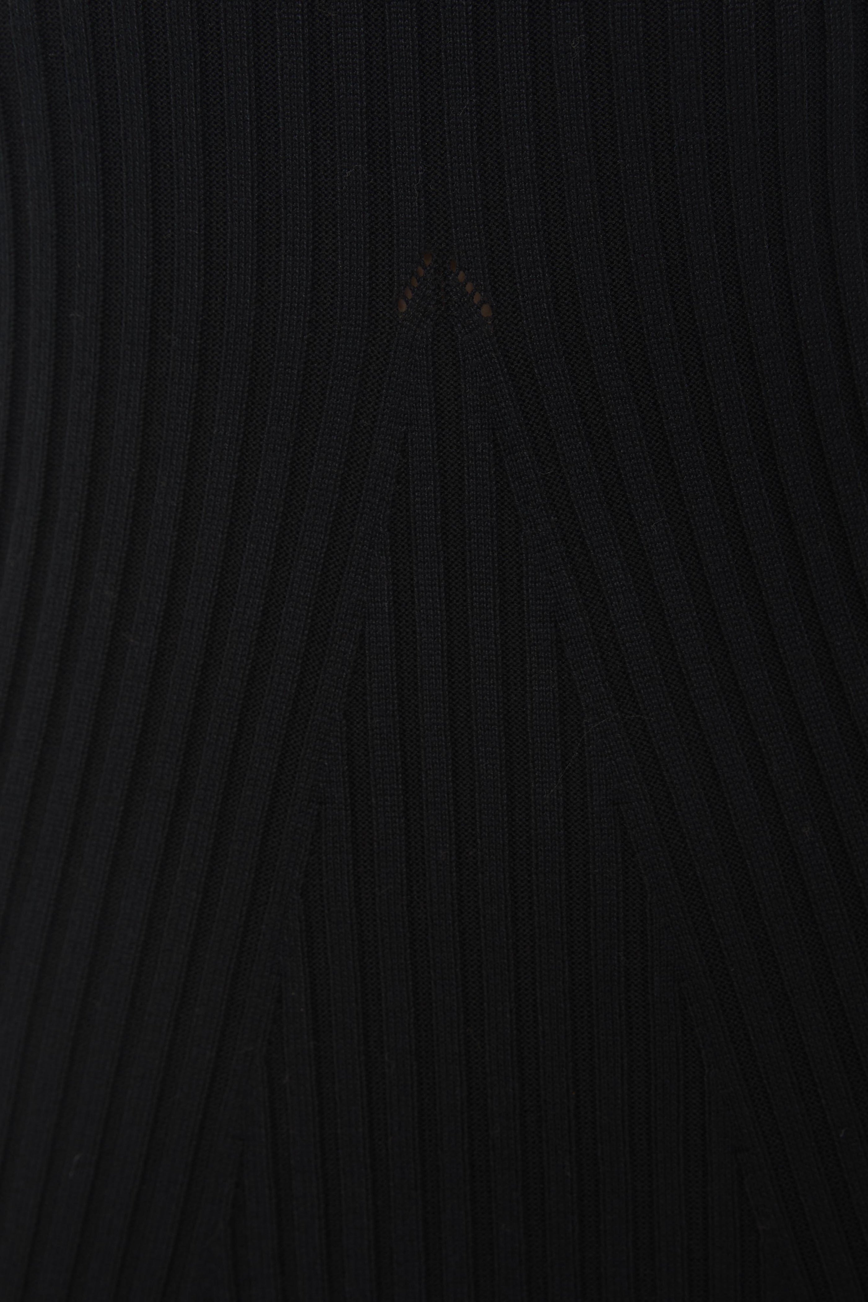 Scooped Neck Sleeved Ribbed Knit Dress in Black