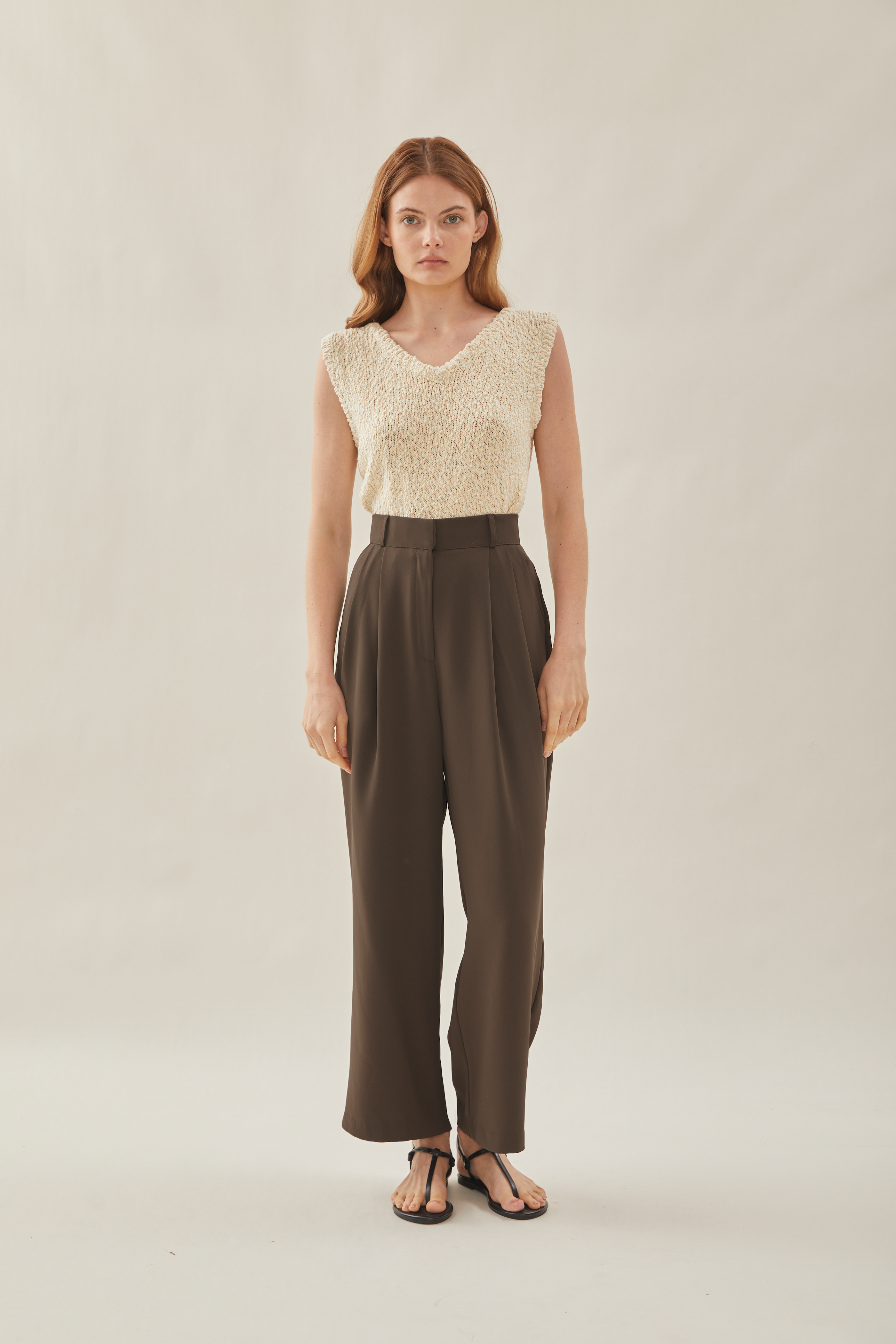 Tailored Wide Leg Pants in Toffee