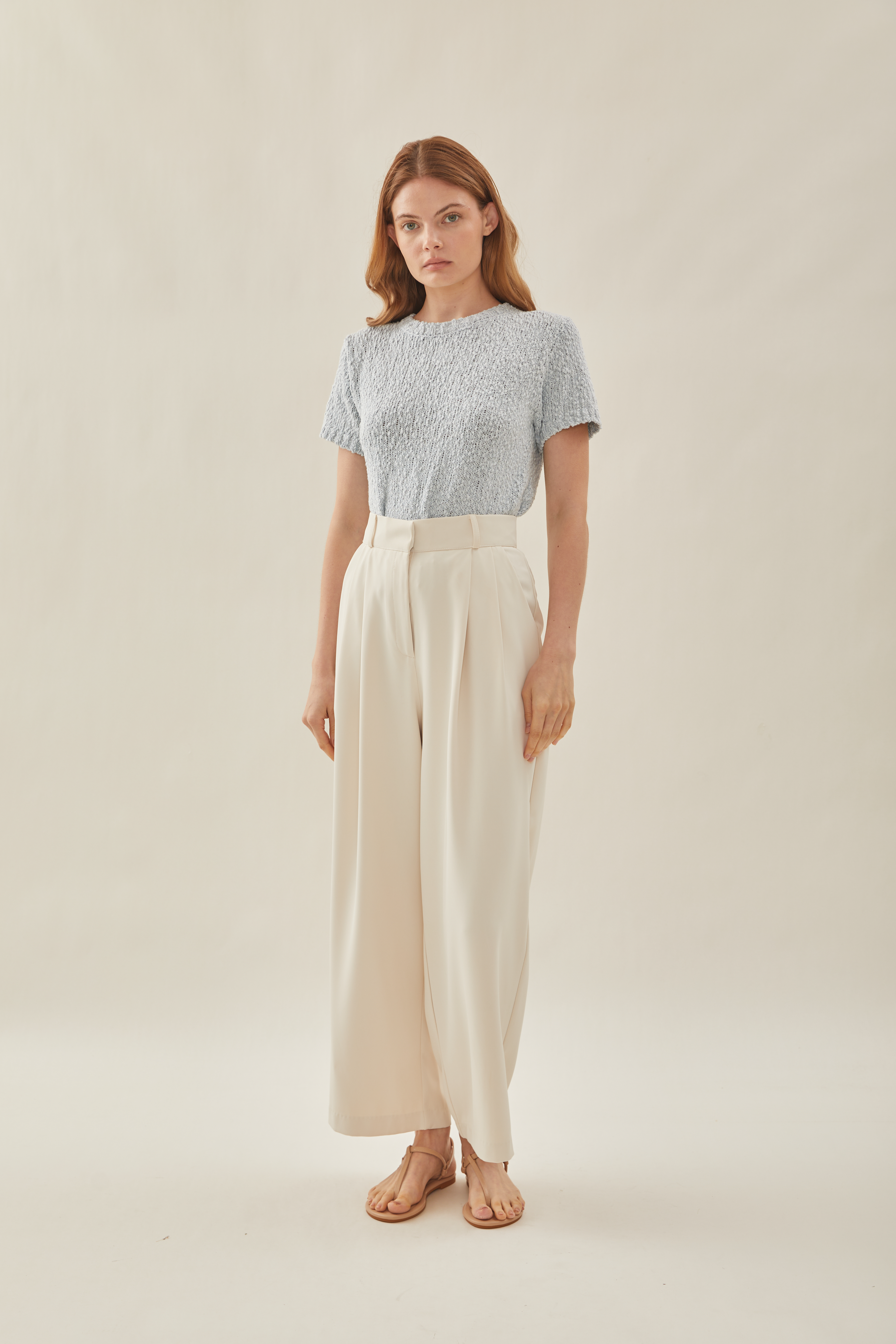 Tailored Wide Leg Pants in Natural