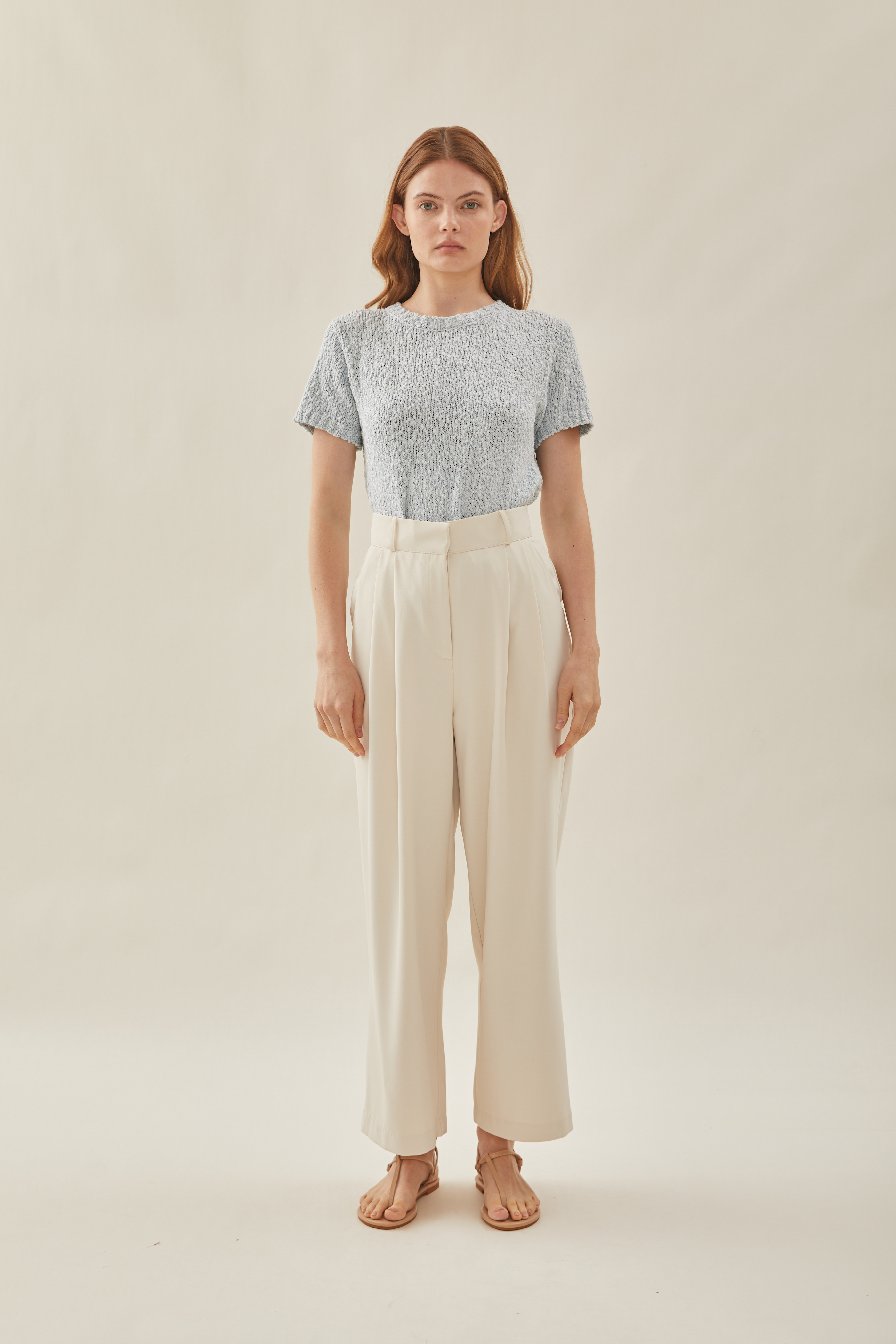 Tailored Wide Leg Pants in Natural