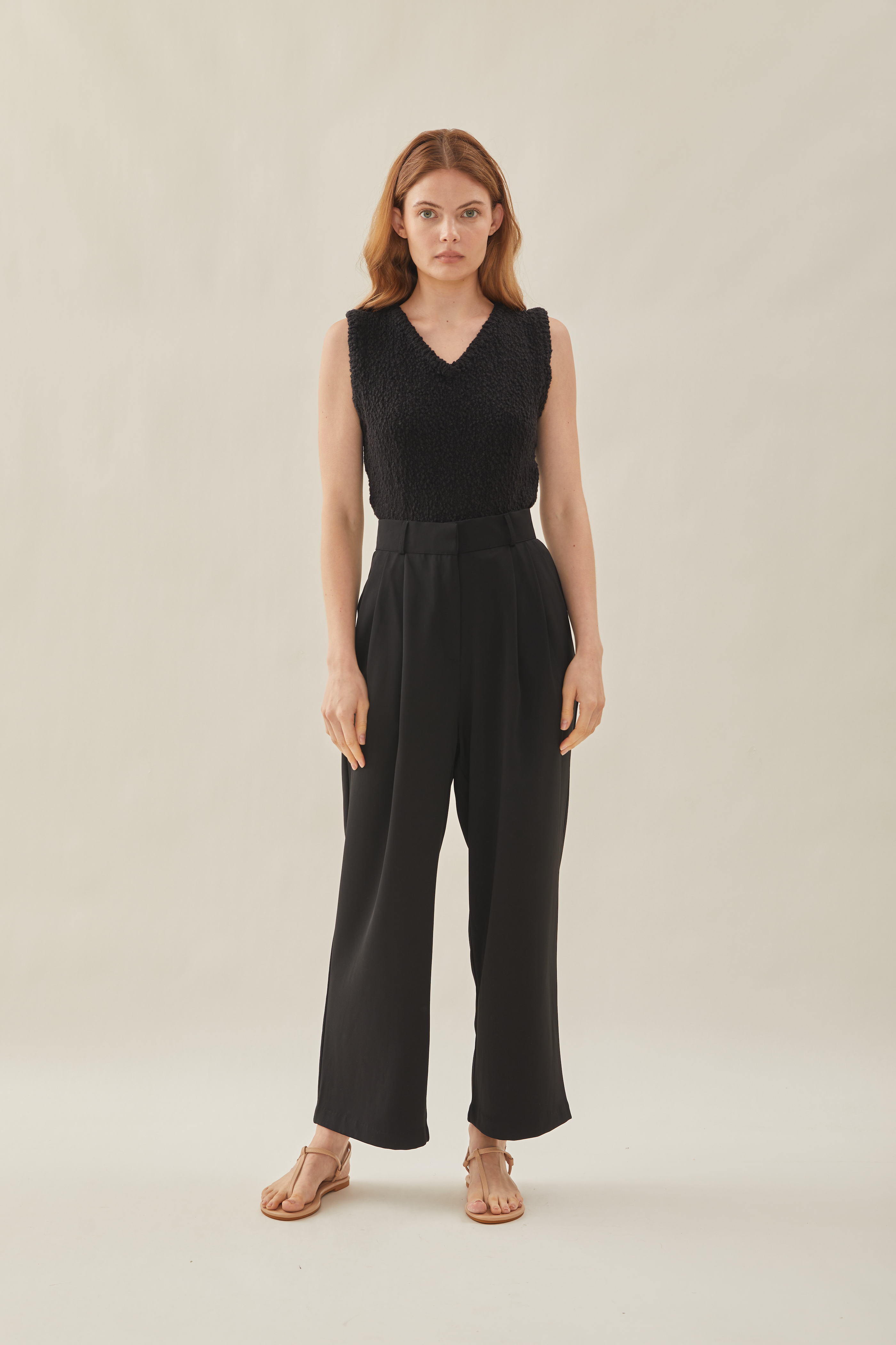 Tailored Wide Leg Pants in Black