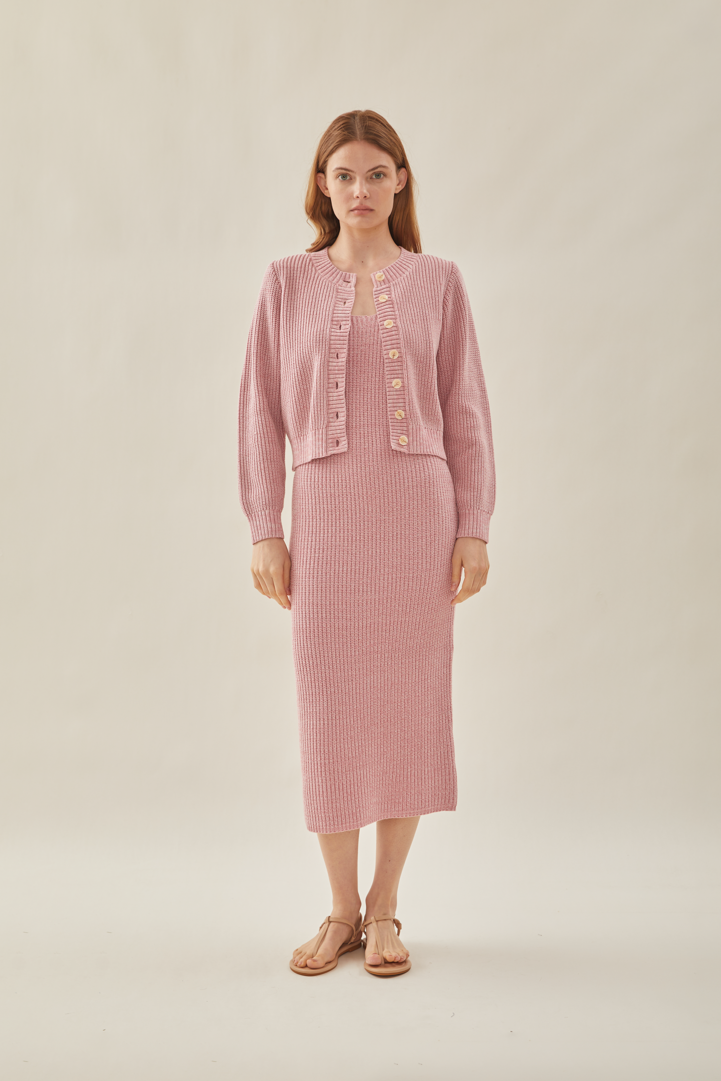 Yarn Knitted Dress in Peony