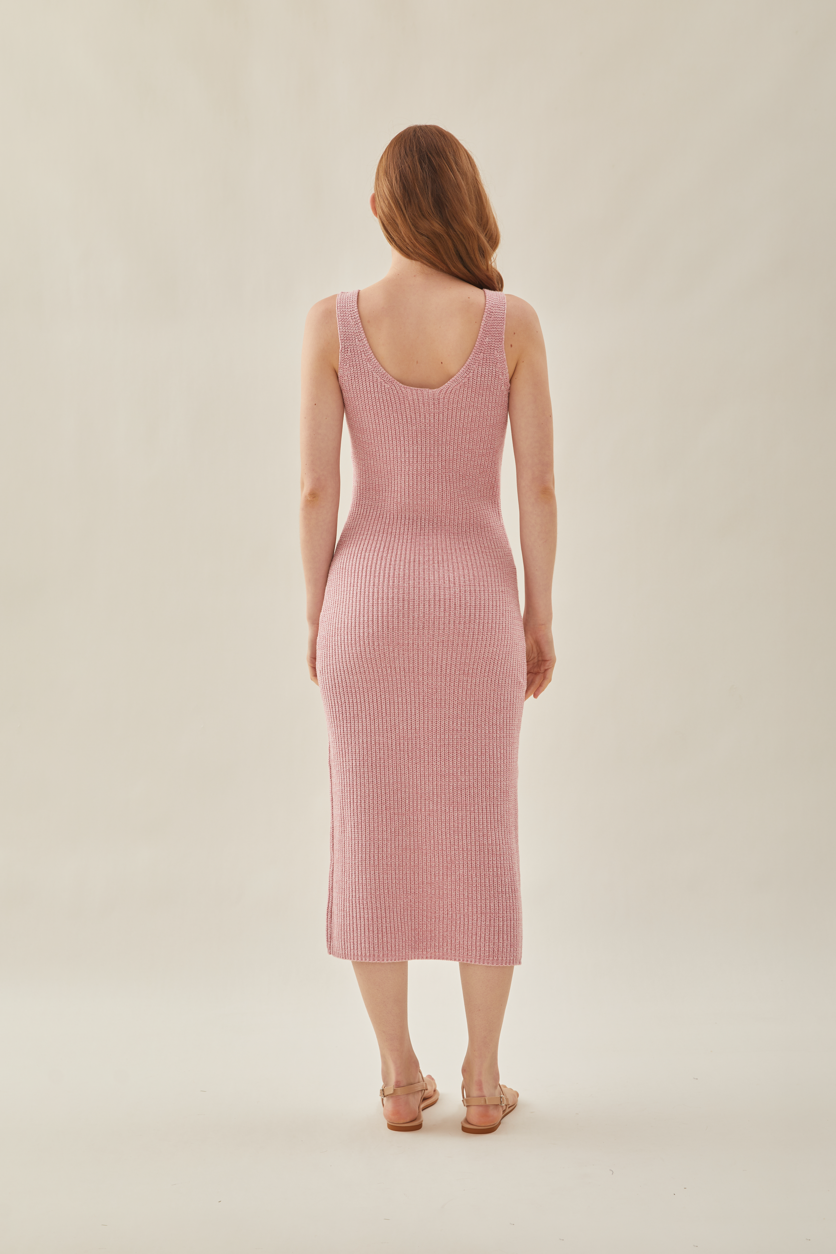 Yarn Knitted Dress in Peony