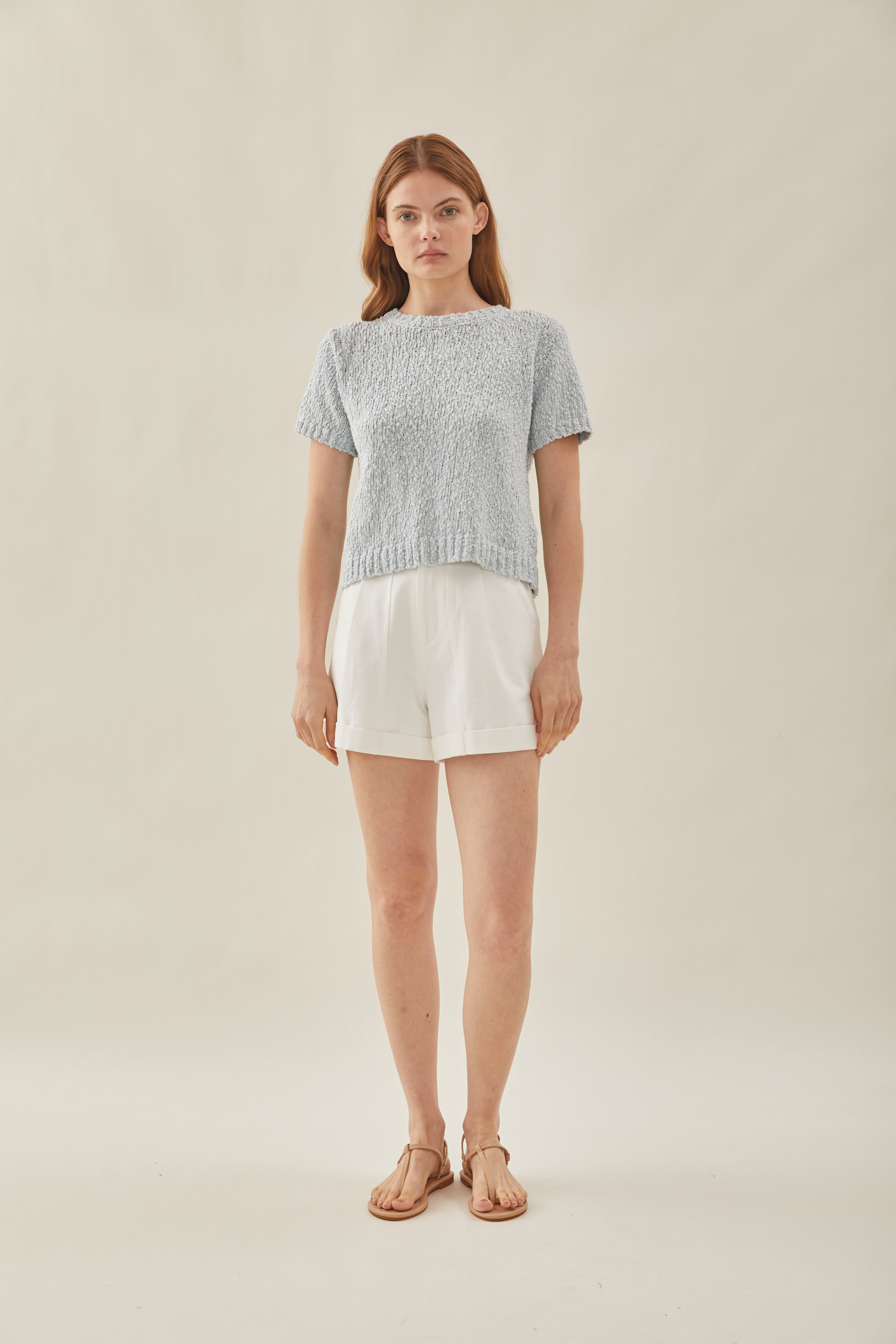 Textured Knit Top in Skylight