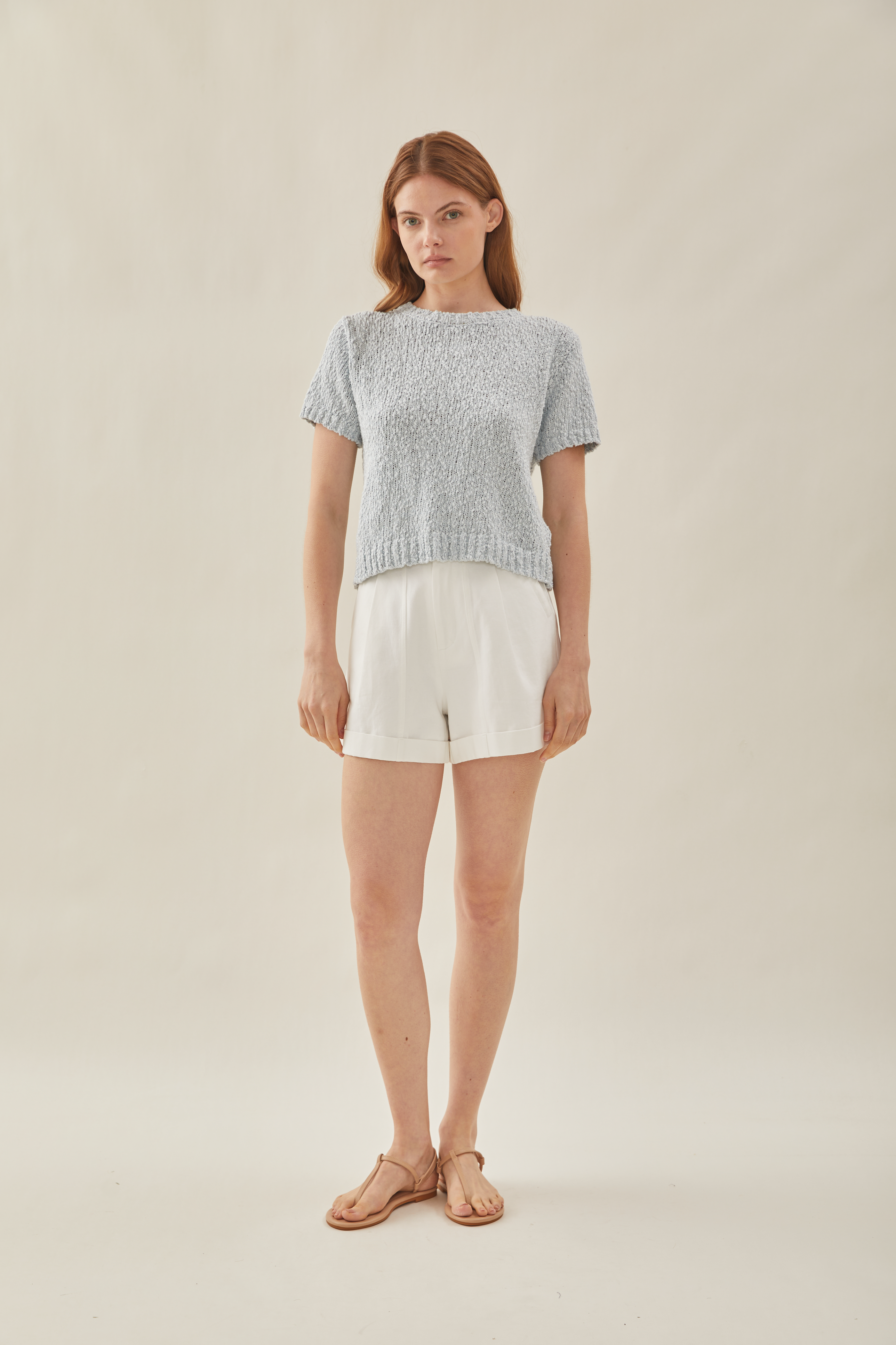 Textured Knit Top in Skylight