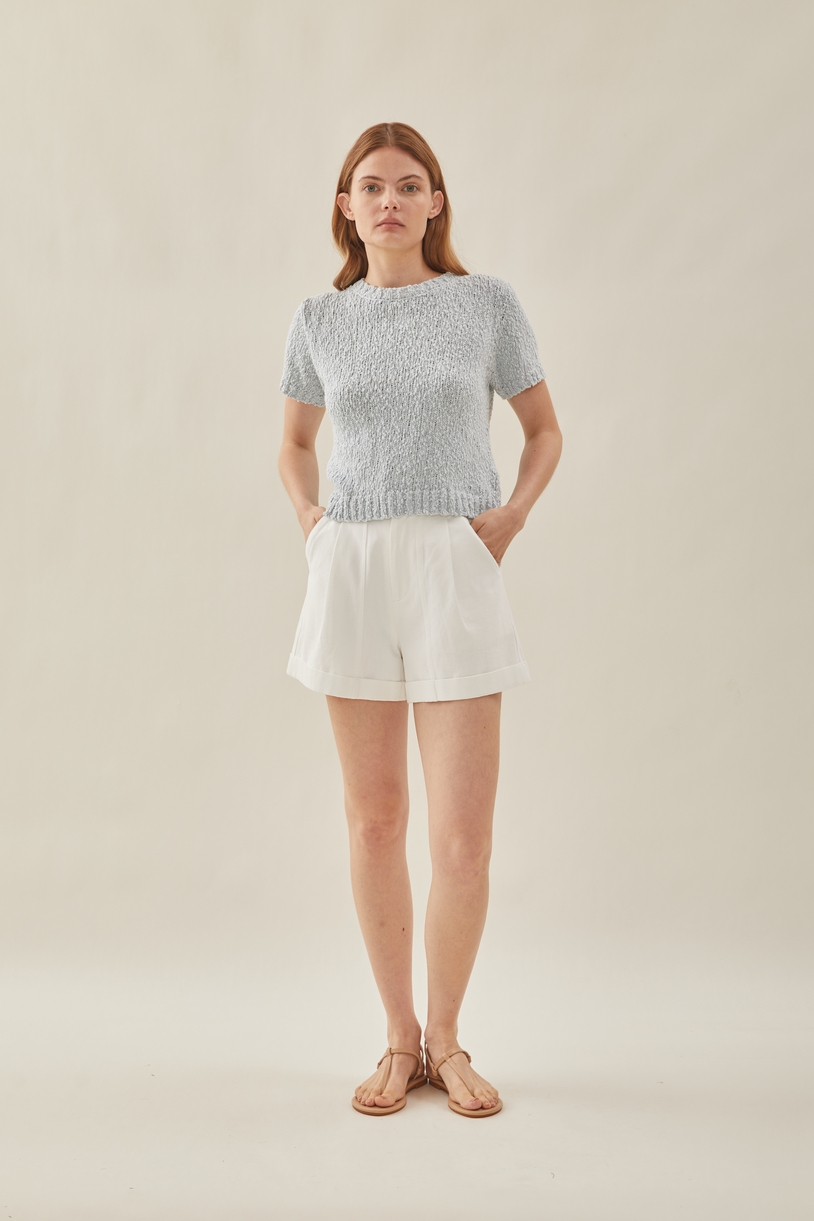 Textured Knit Top in Skylight