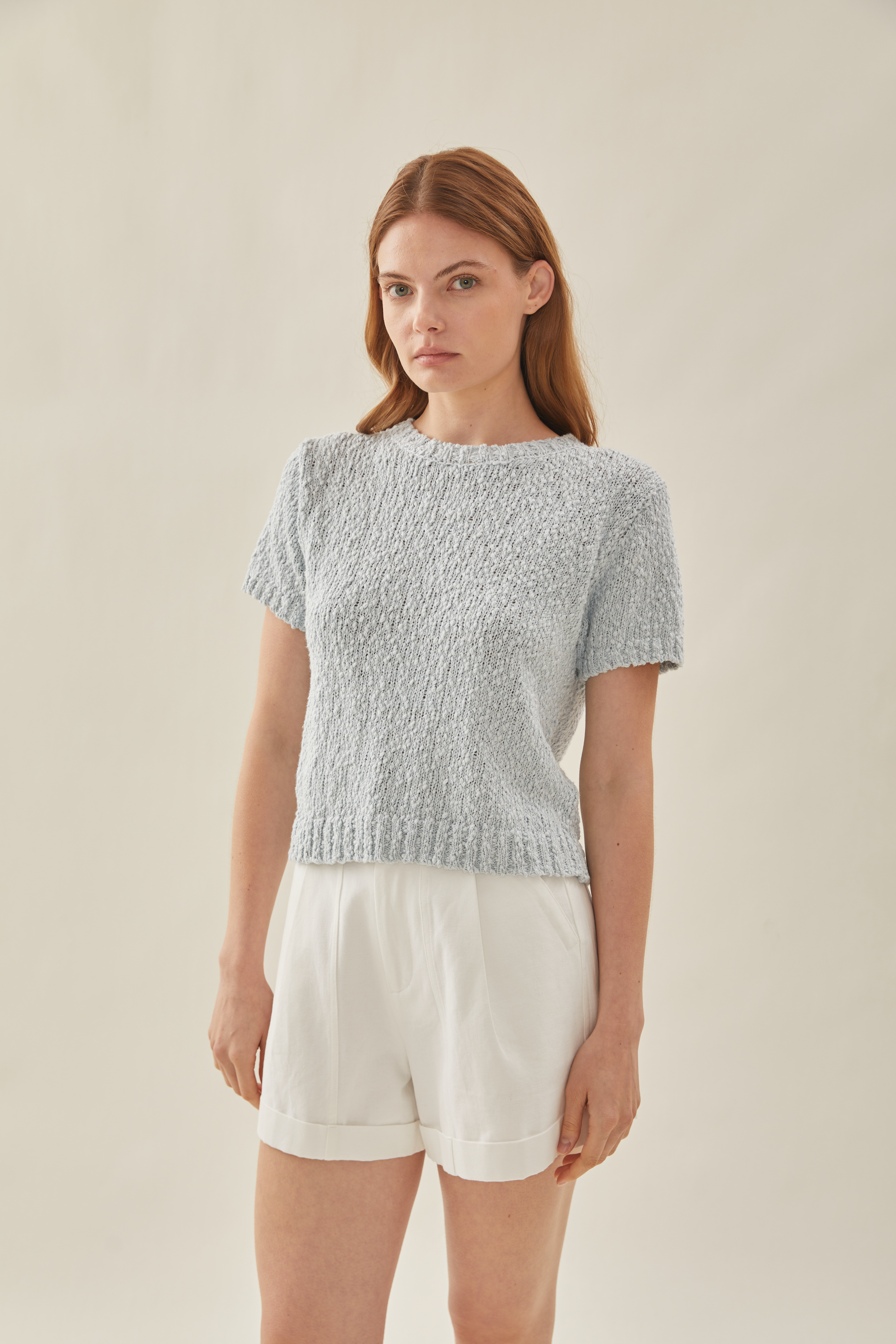 Textured Knit Top in Skylight