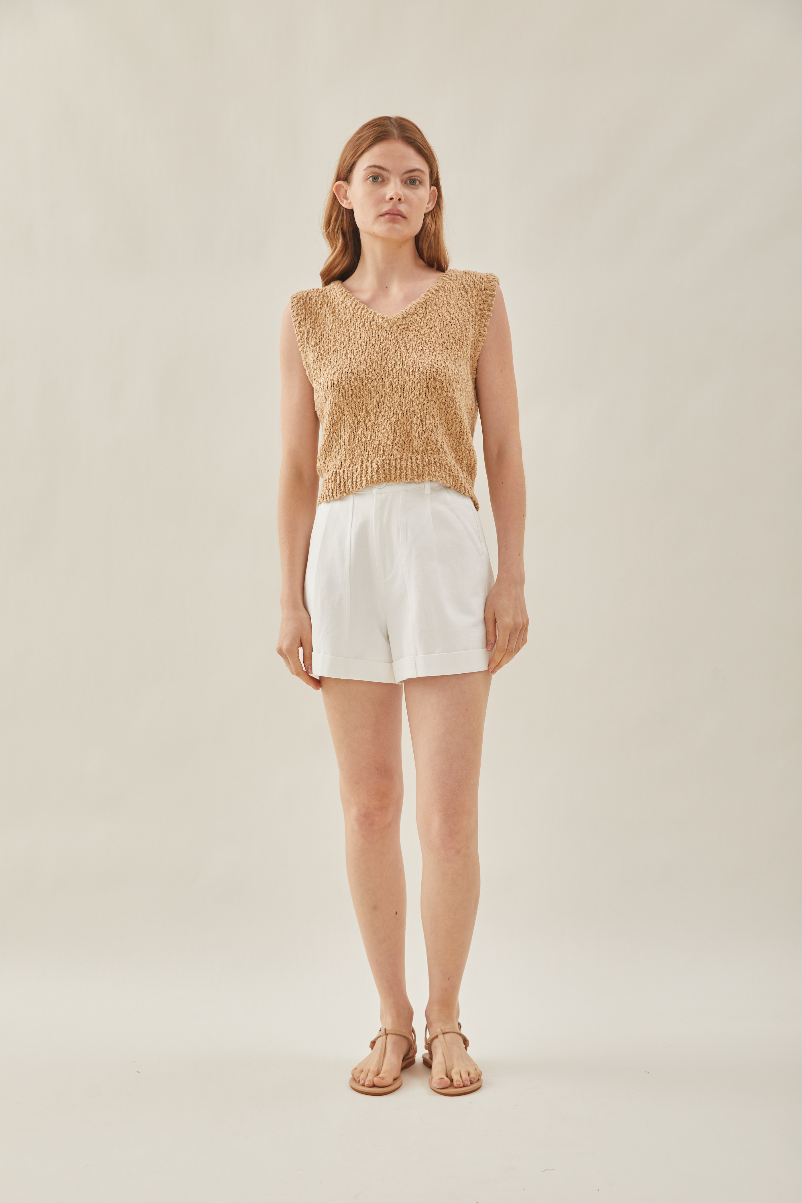 Textured Knit Vest in Oak