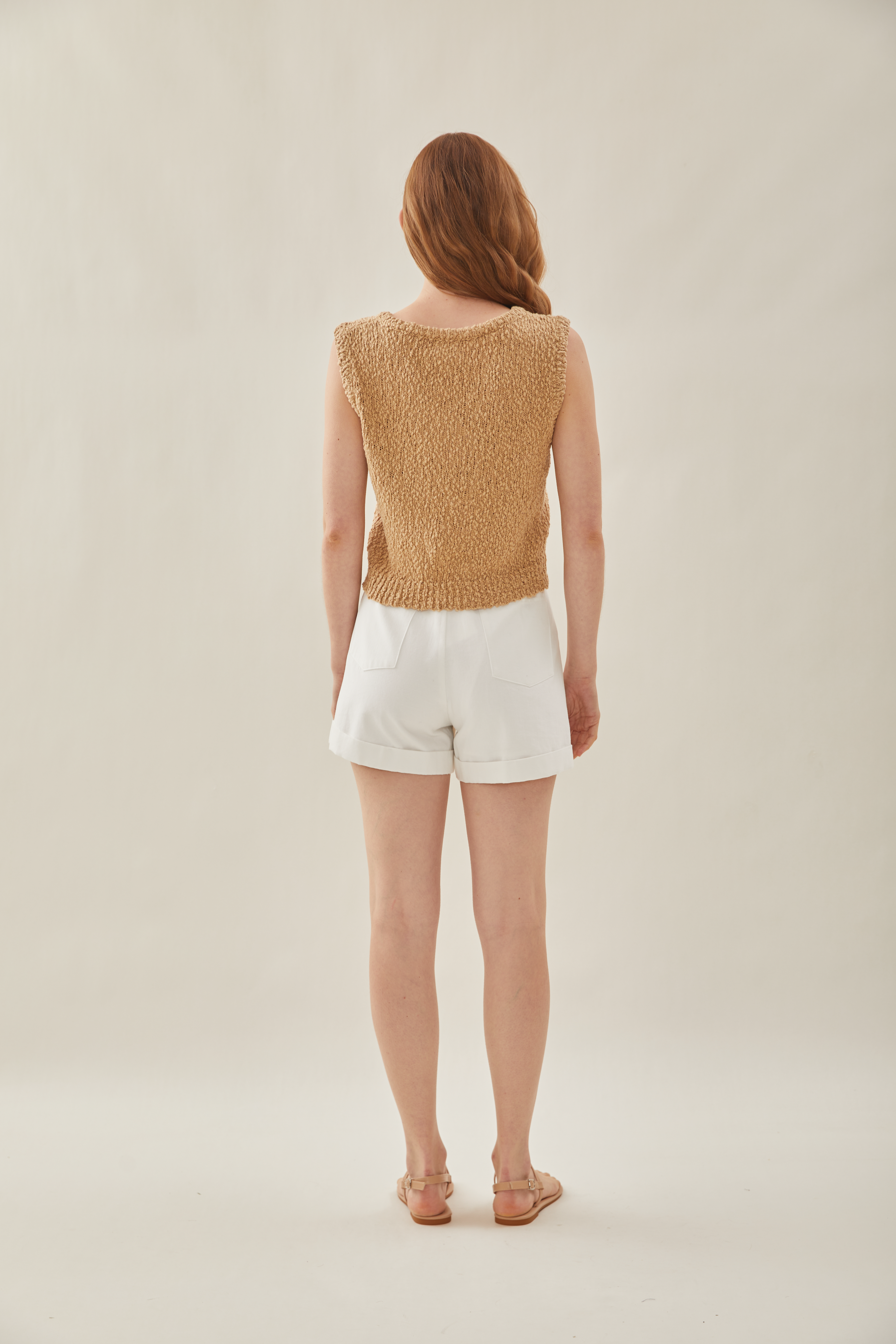 Textured Knit Vest in Oak