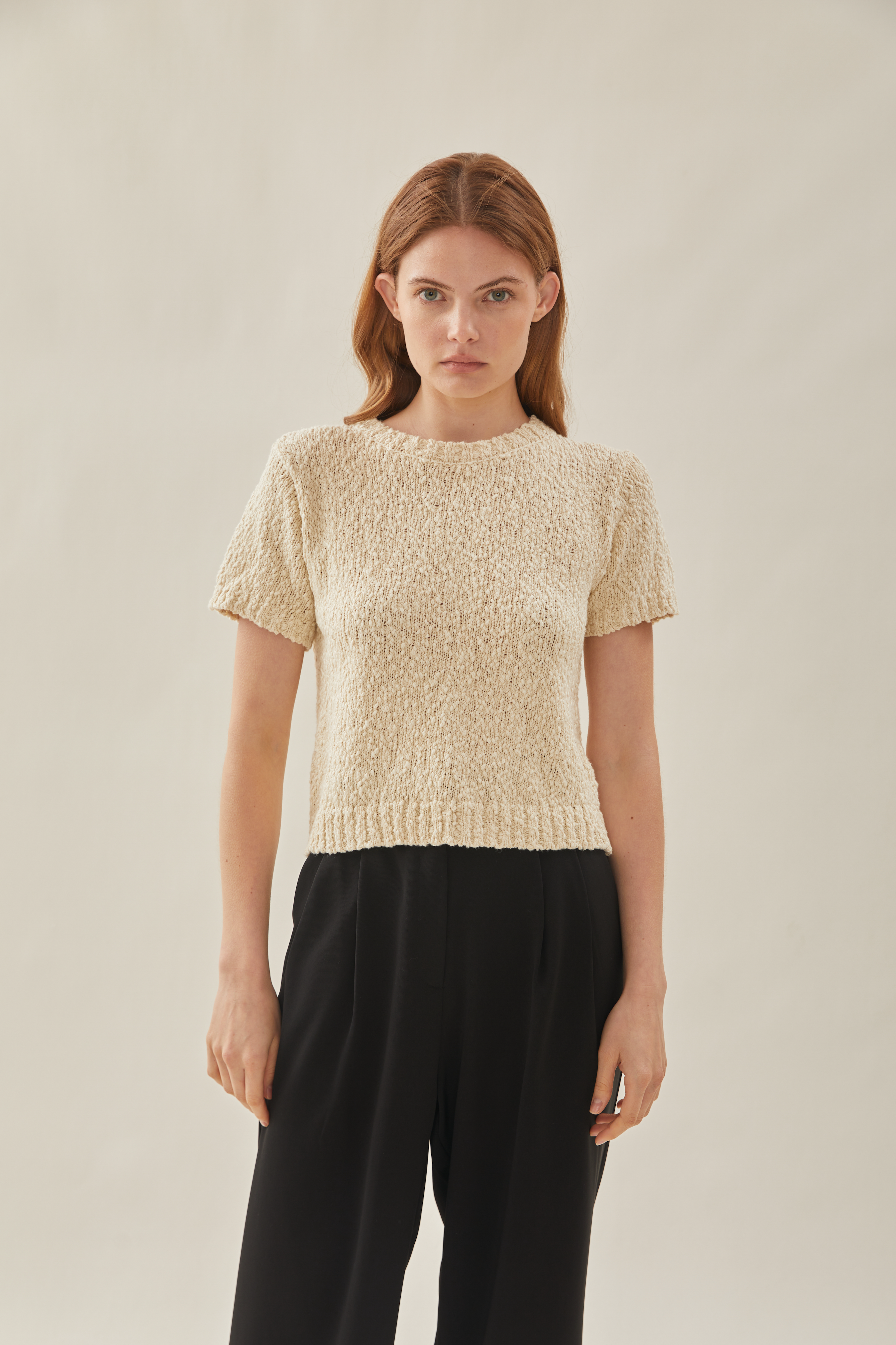 Textured Knit Top in Natural