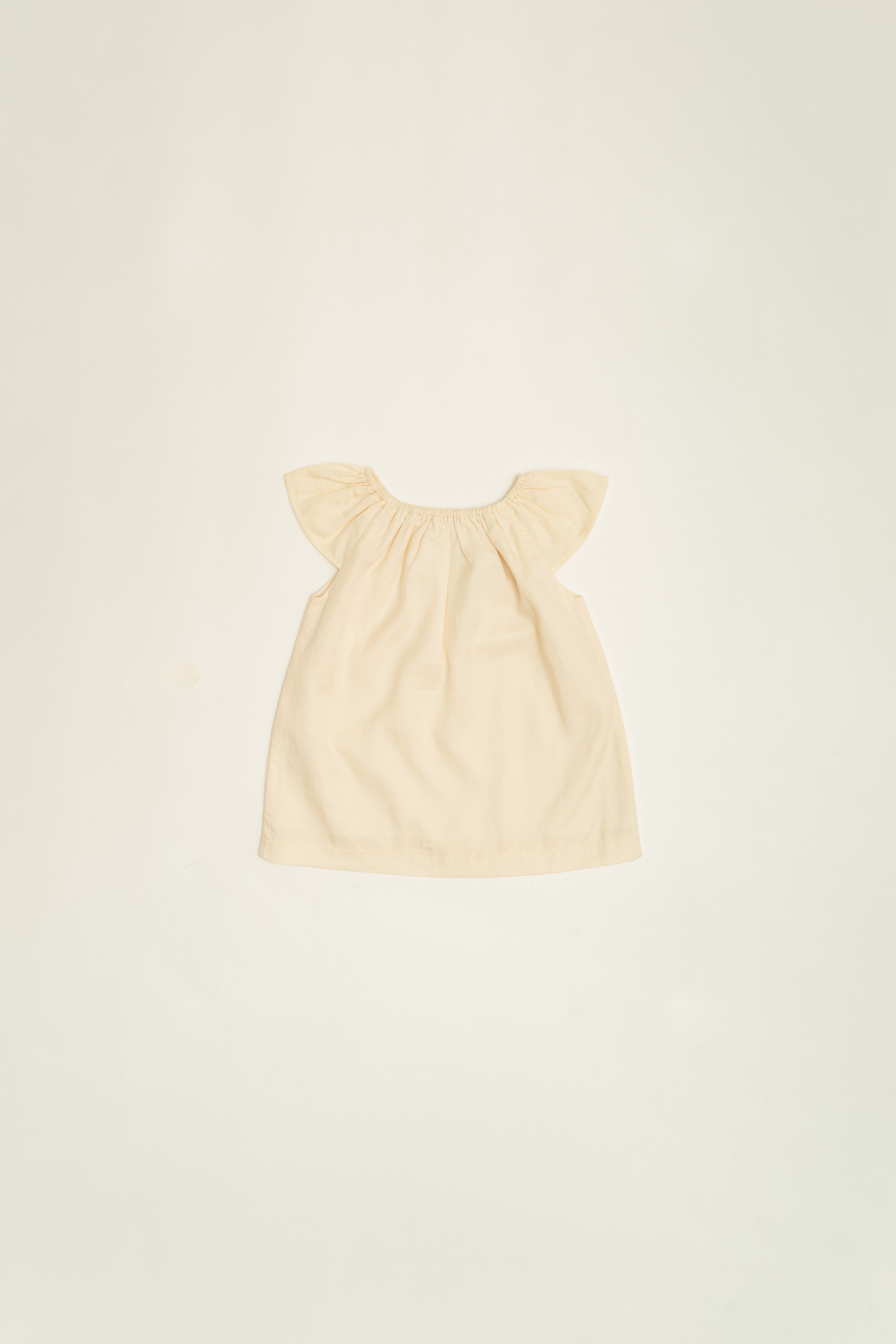 Mini Gathered Neckline Dress in Natural
