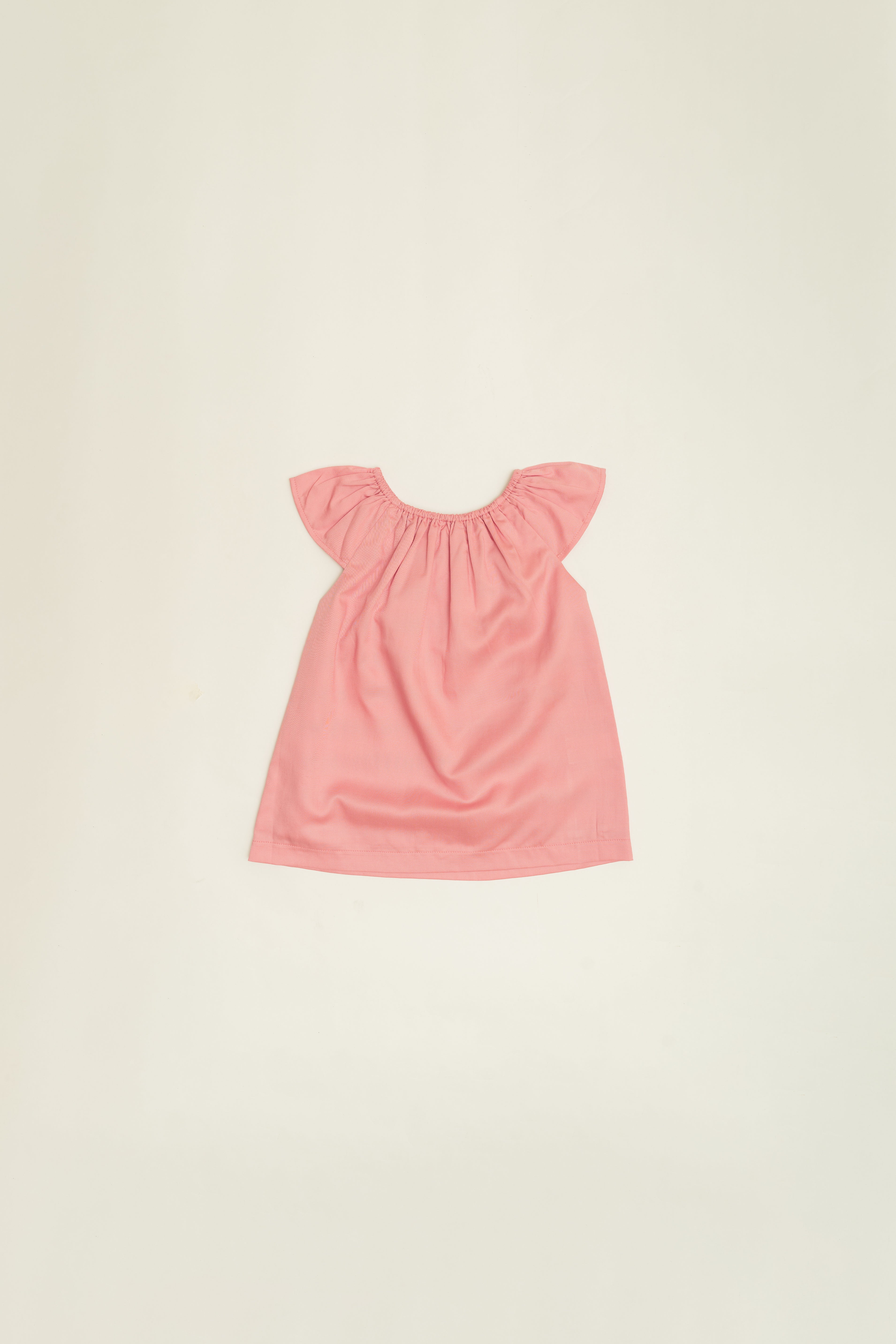 Mini Gathered Neckline Dress in Pink