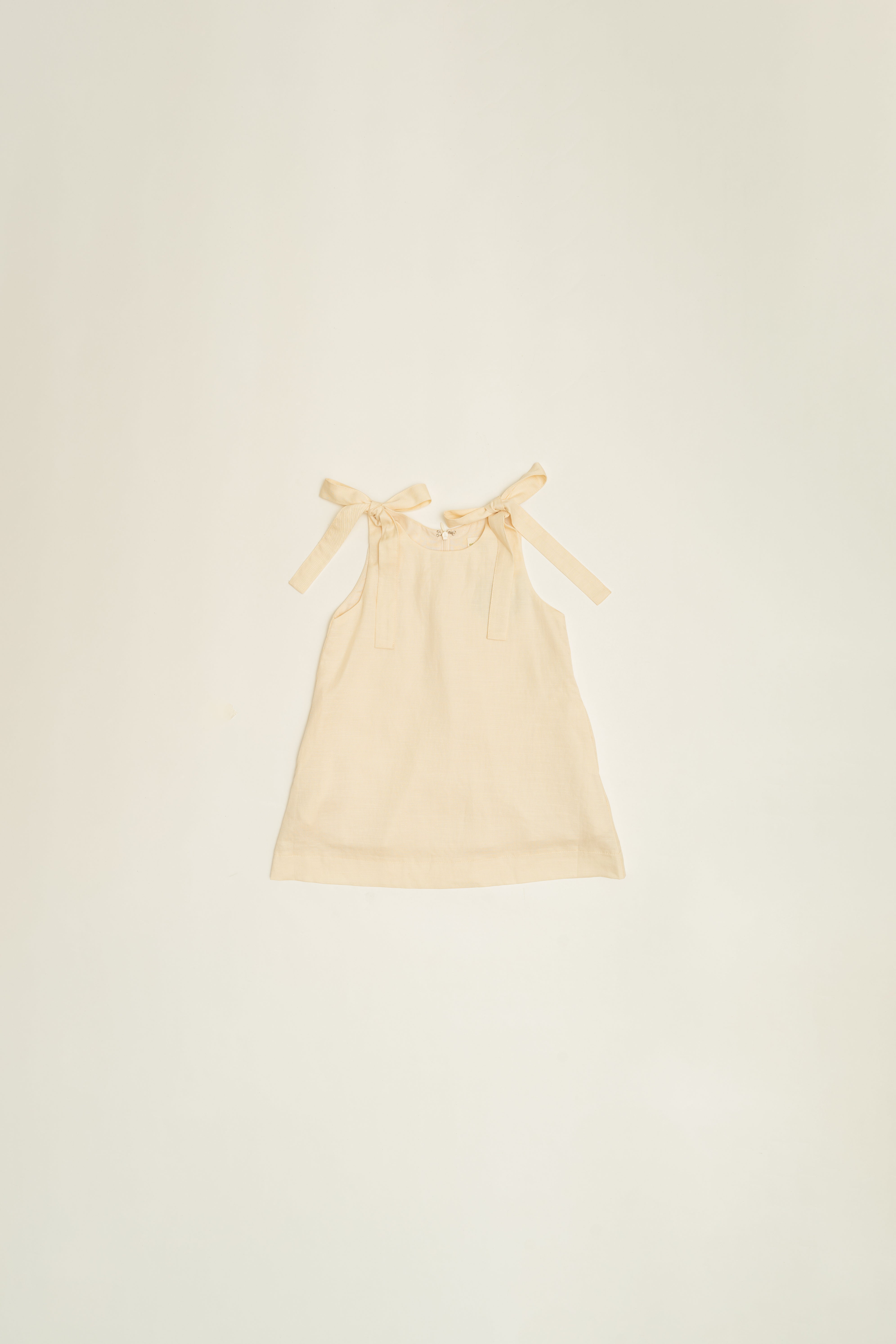 Mini Ribbon Tie A-Line Dress in Natural