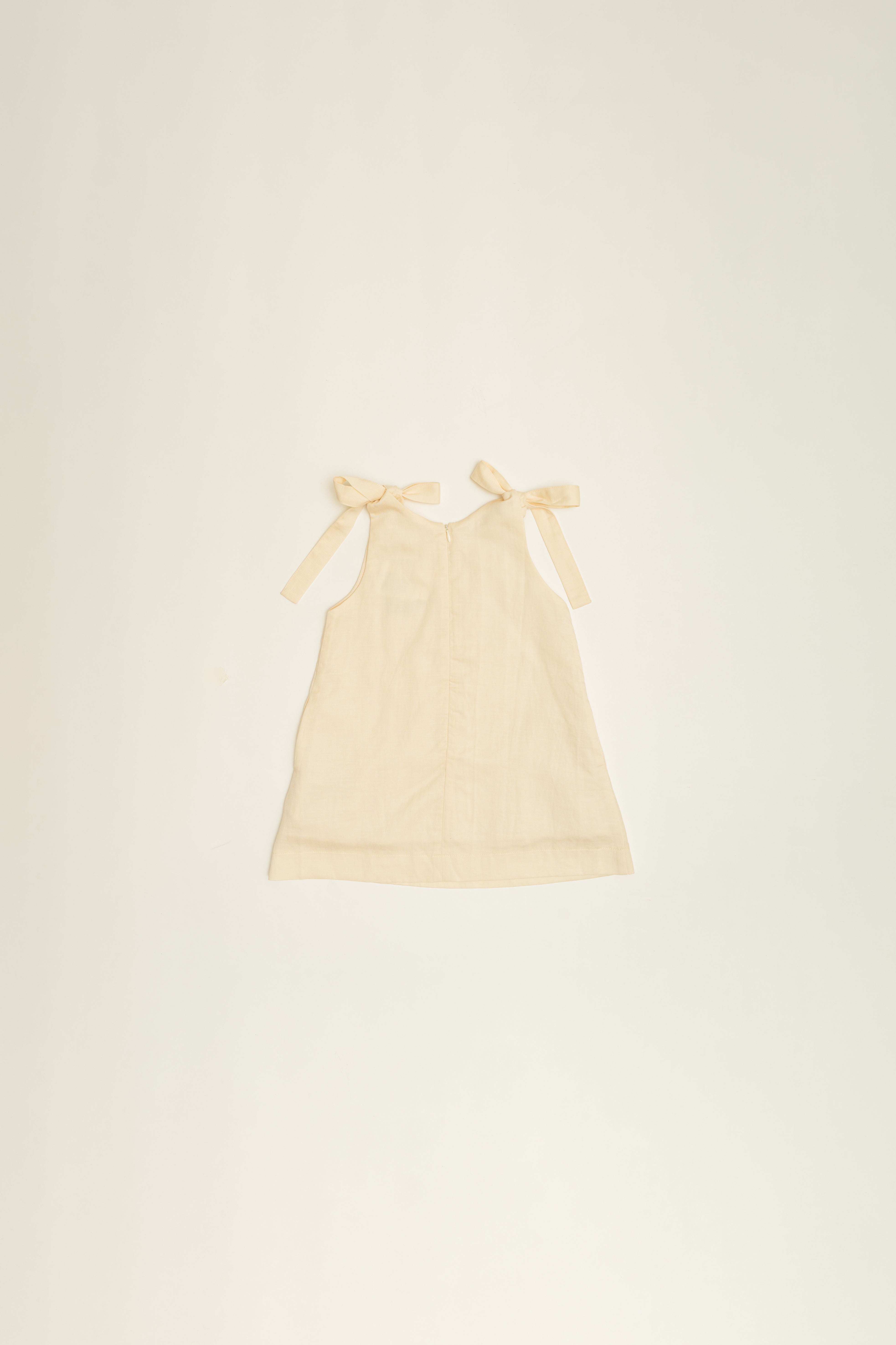Mini Ribbon Tie A-Line Dress in Natural