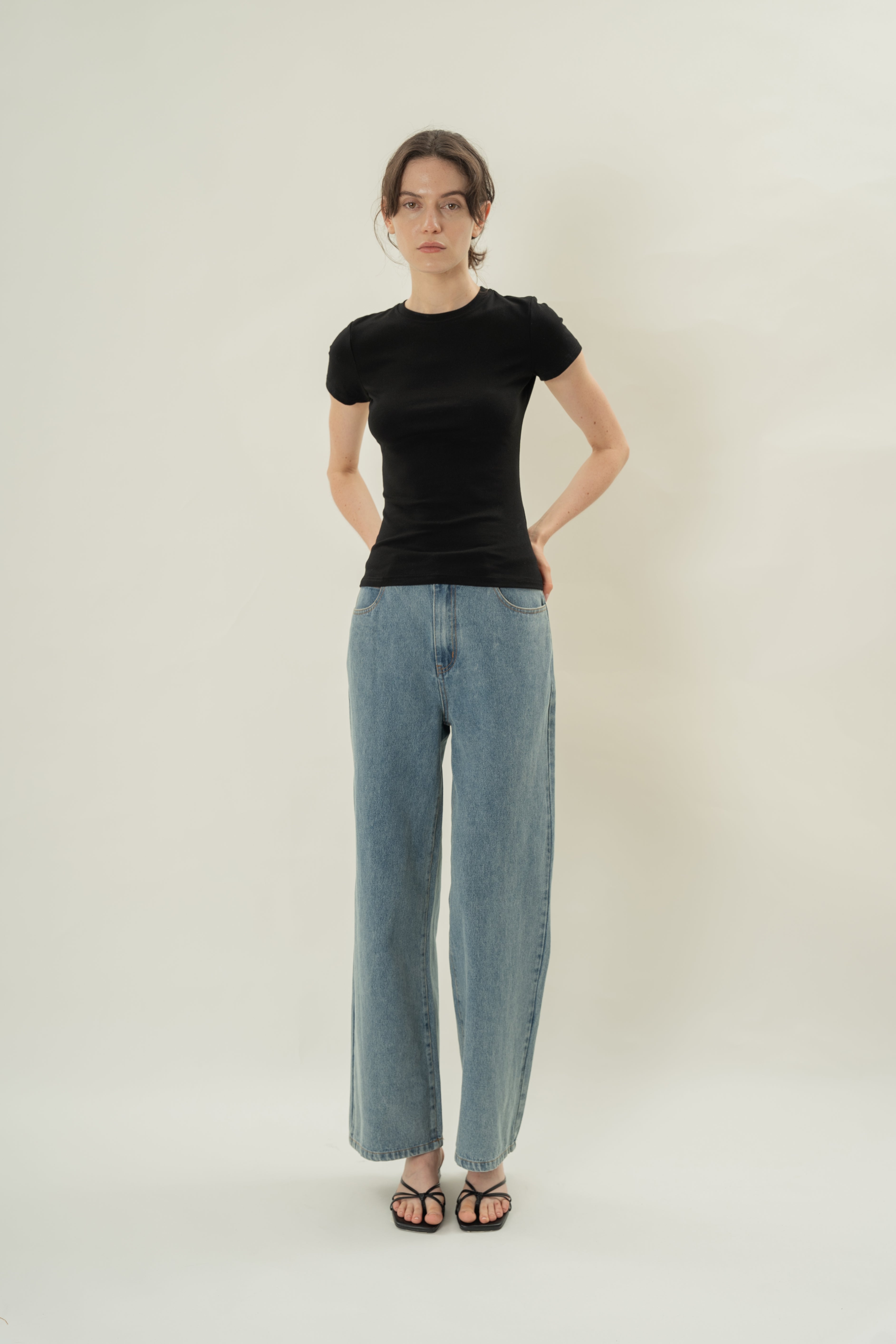 Stretch Cotton Tee in Black