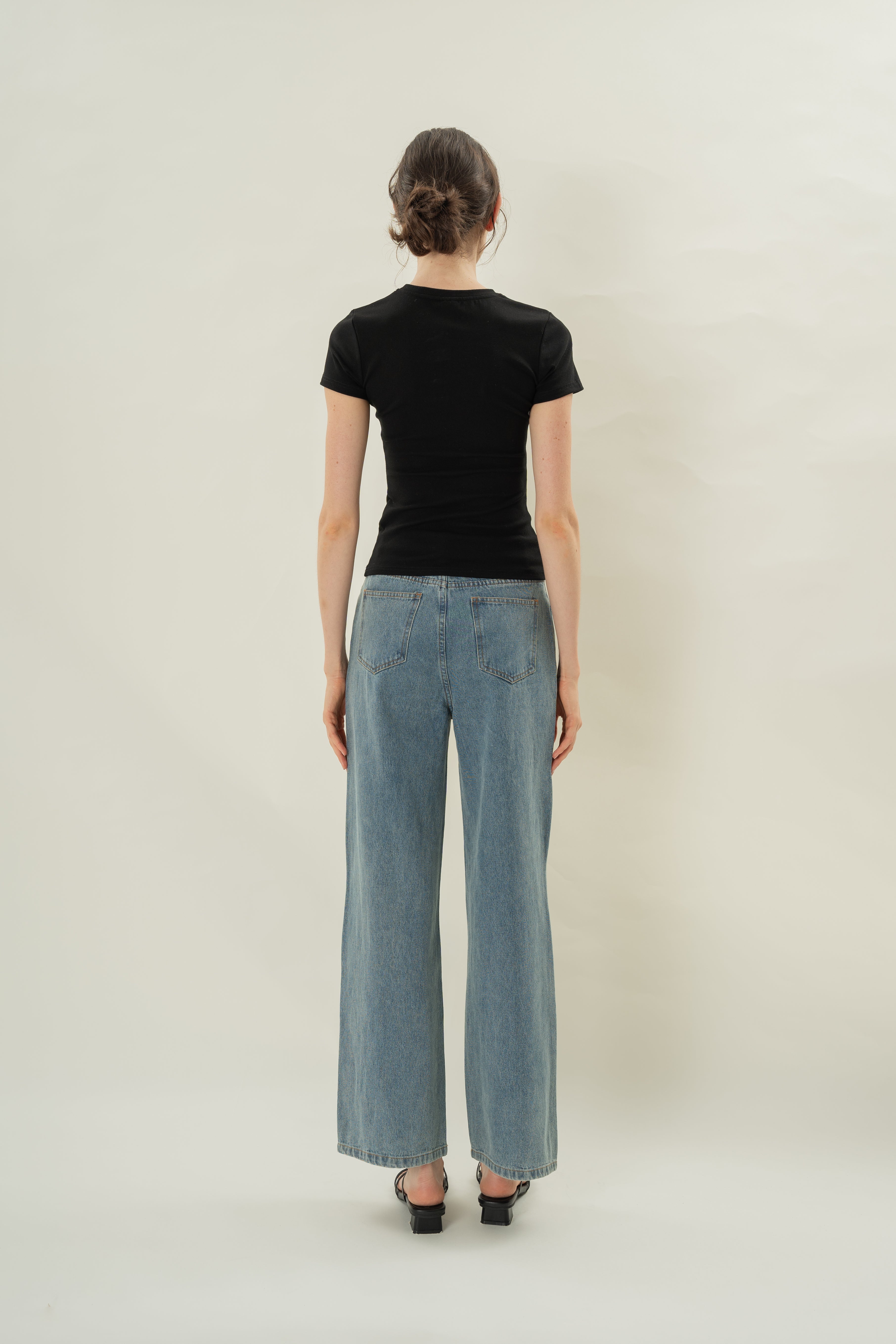 Stretch Cotton Tee in Black