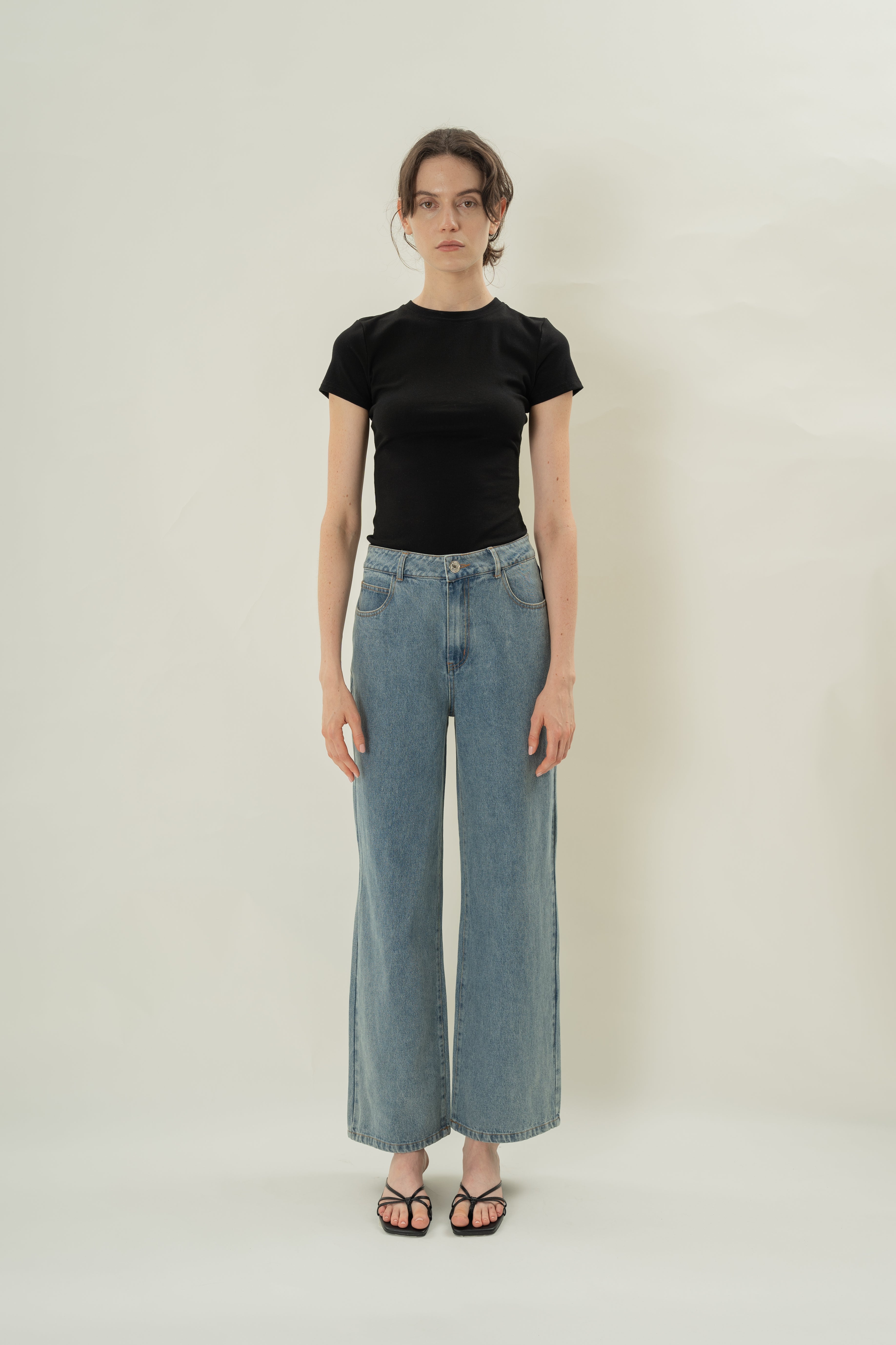 Stretch Cotton Tee in Black