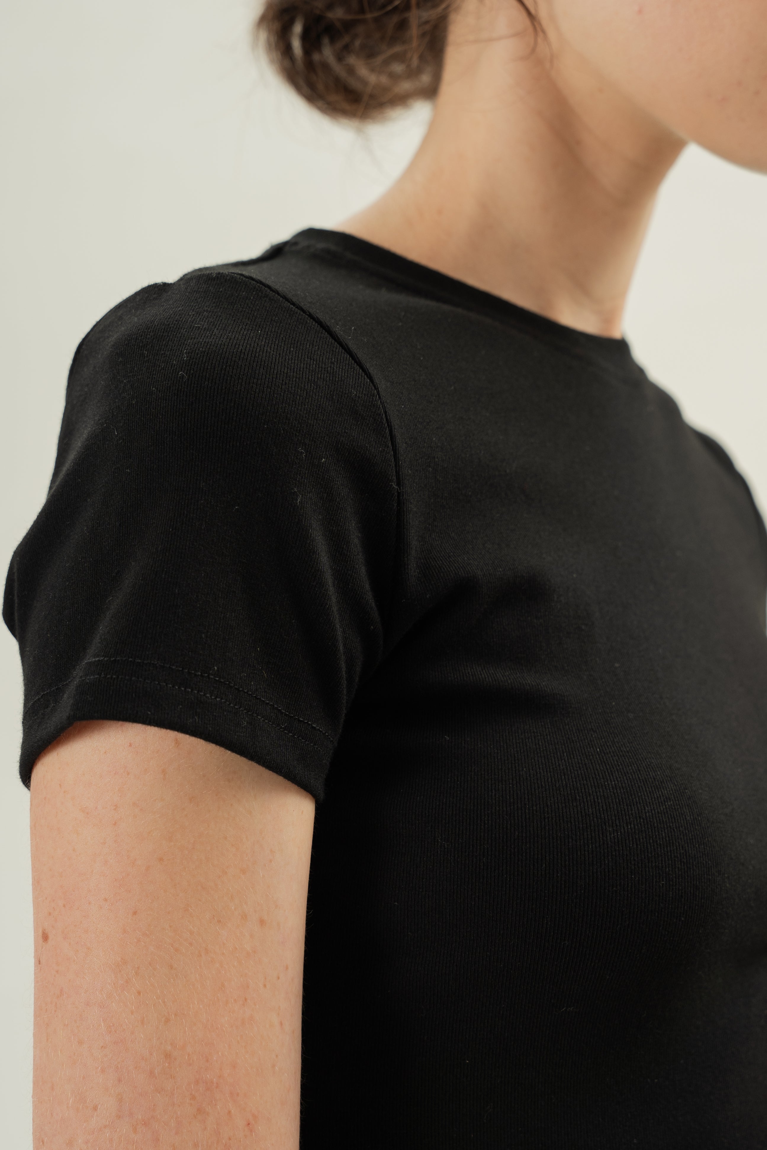 Stretch Cotton Tee in Black