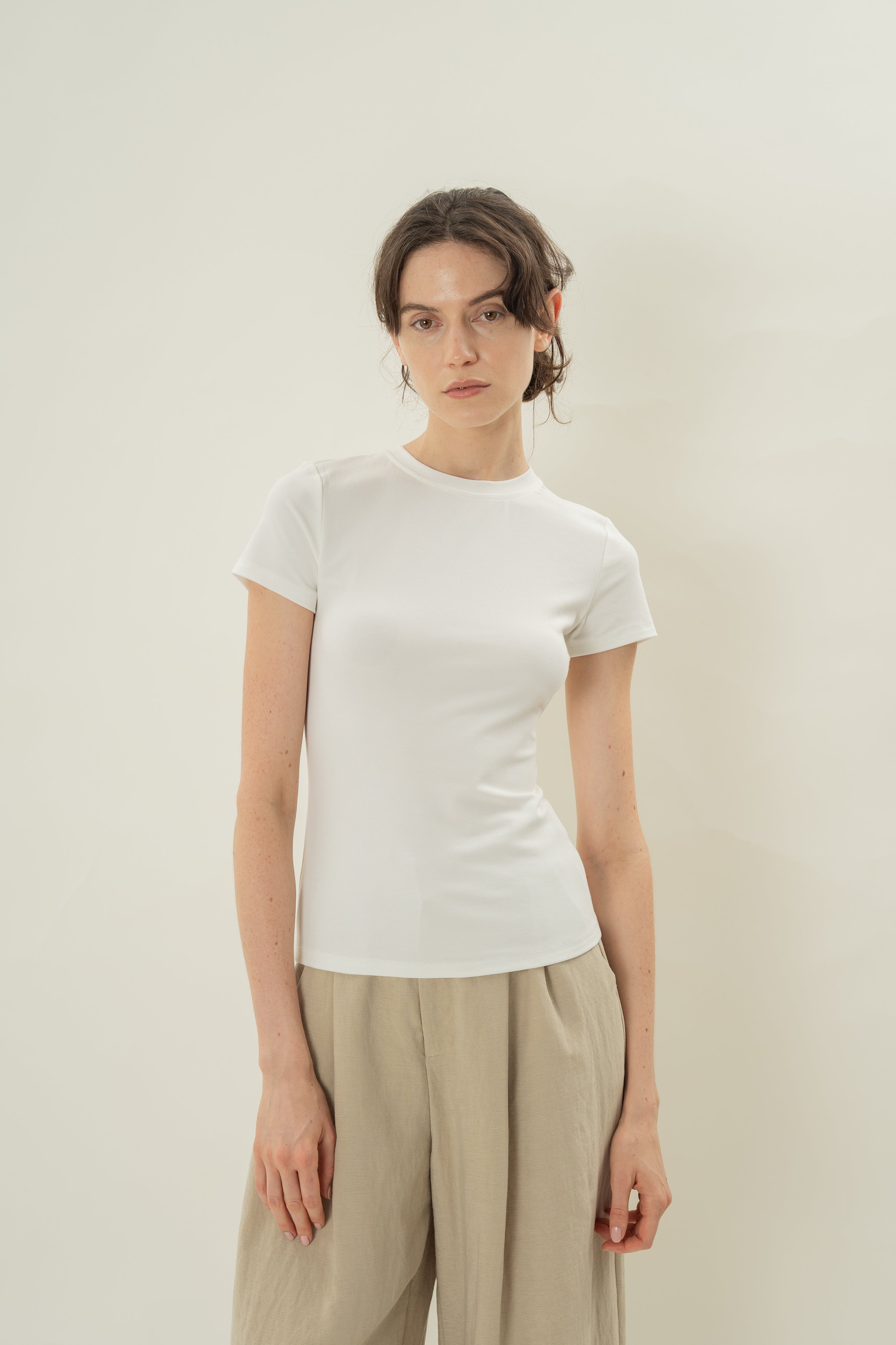 Stretch Cotton Tee in White