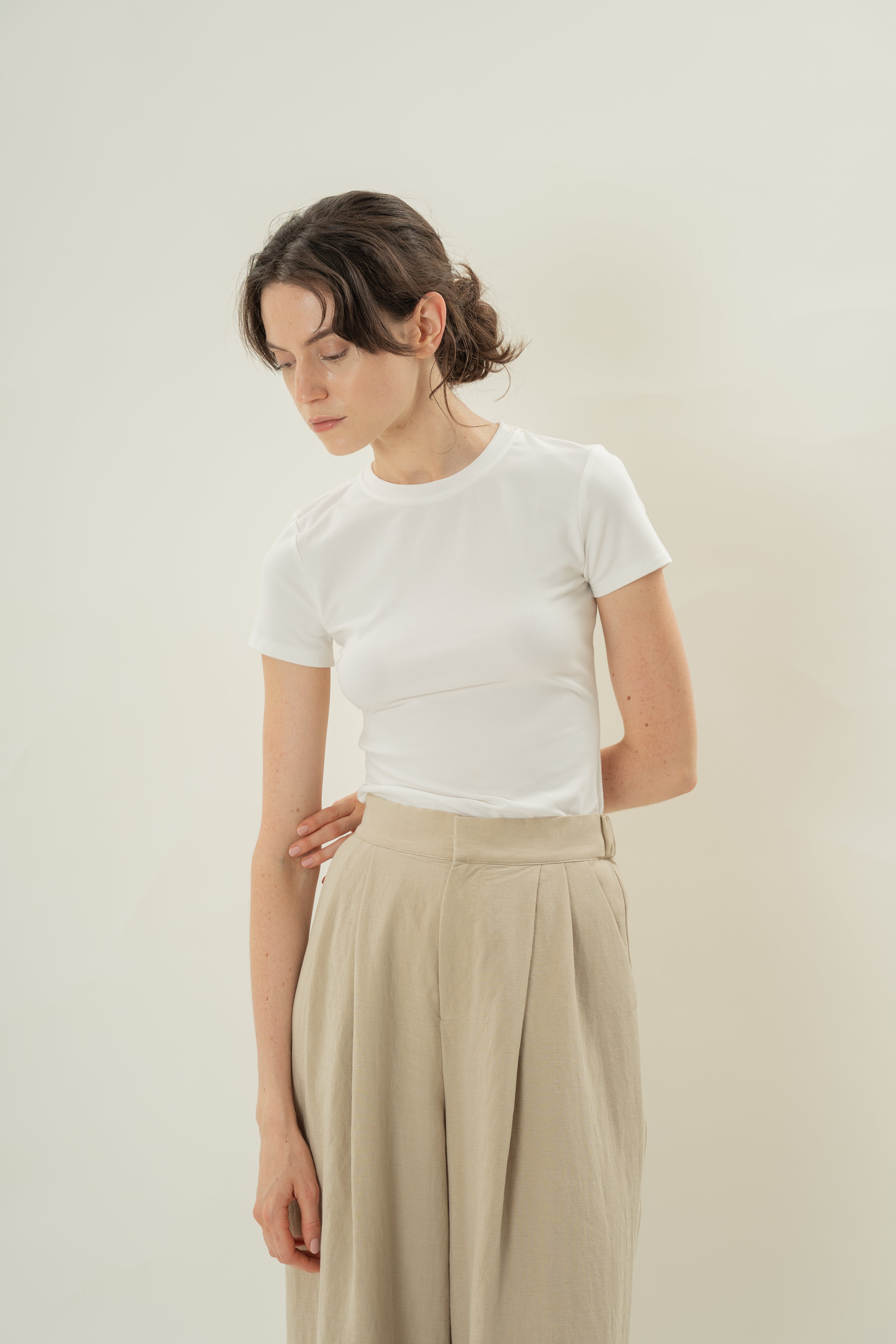 Stretch Cotton Tee in White