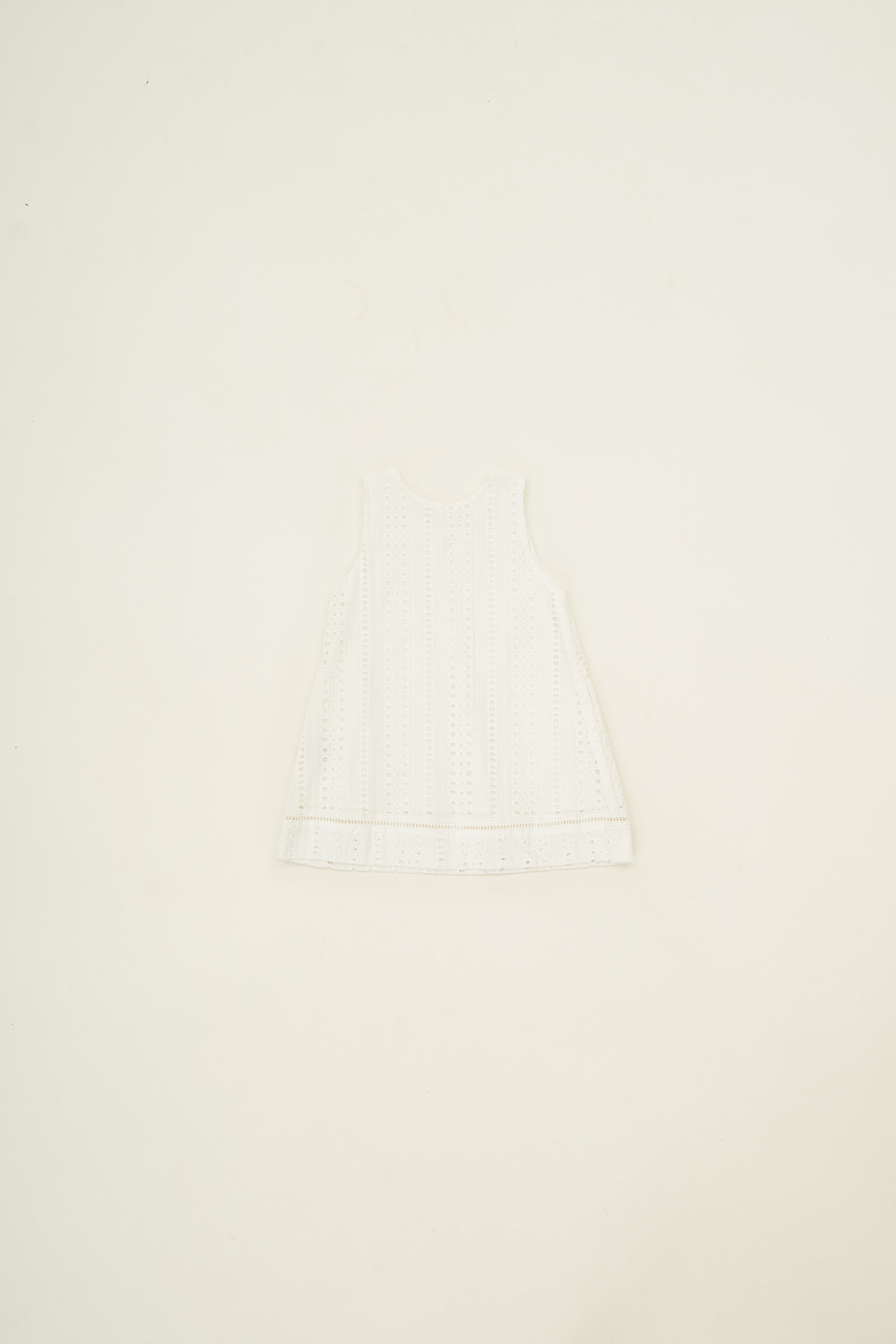 Mini Broderie Anglaise Sleeveless A-line Dress in White