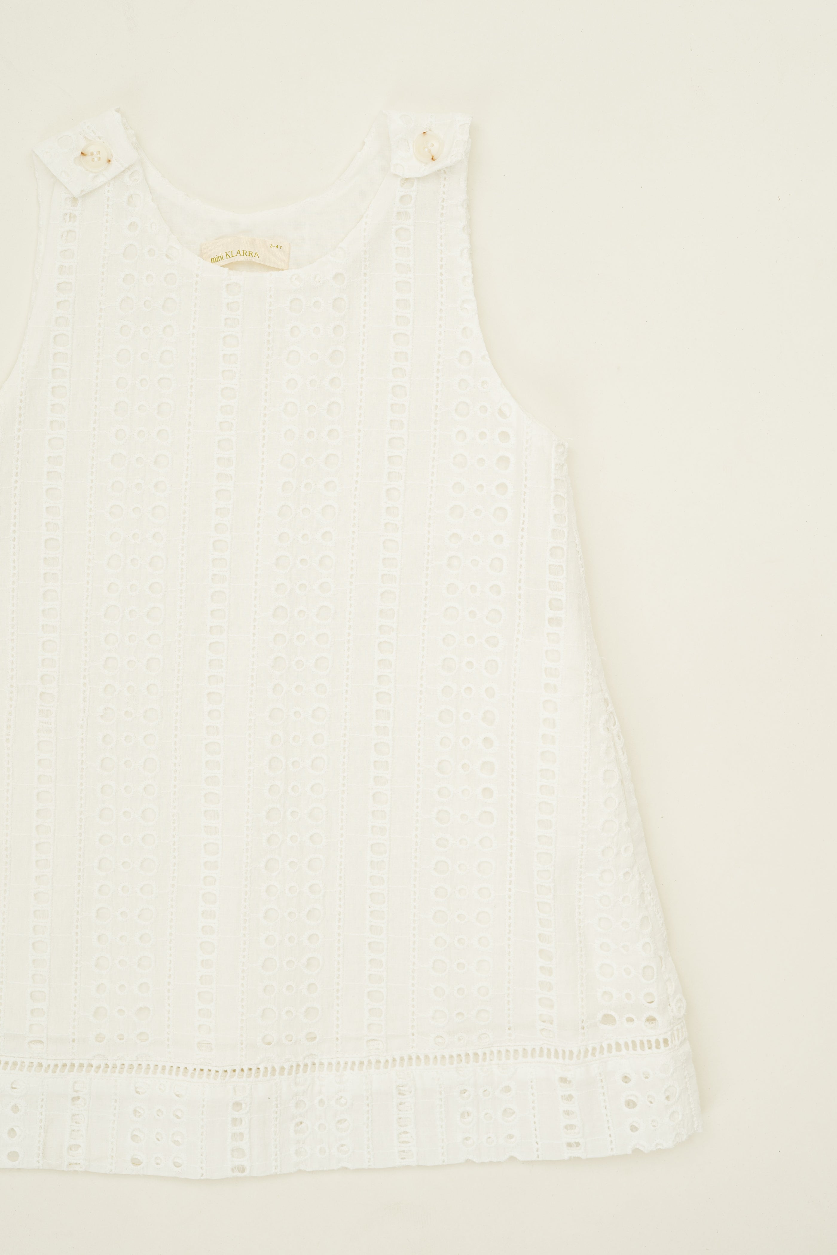 Mini Broderie Anglaise Sleeveless A-line Dress in White