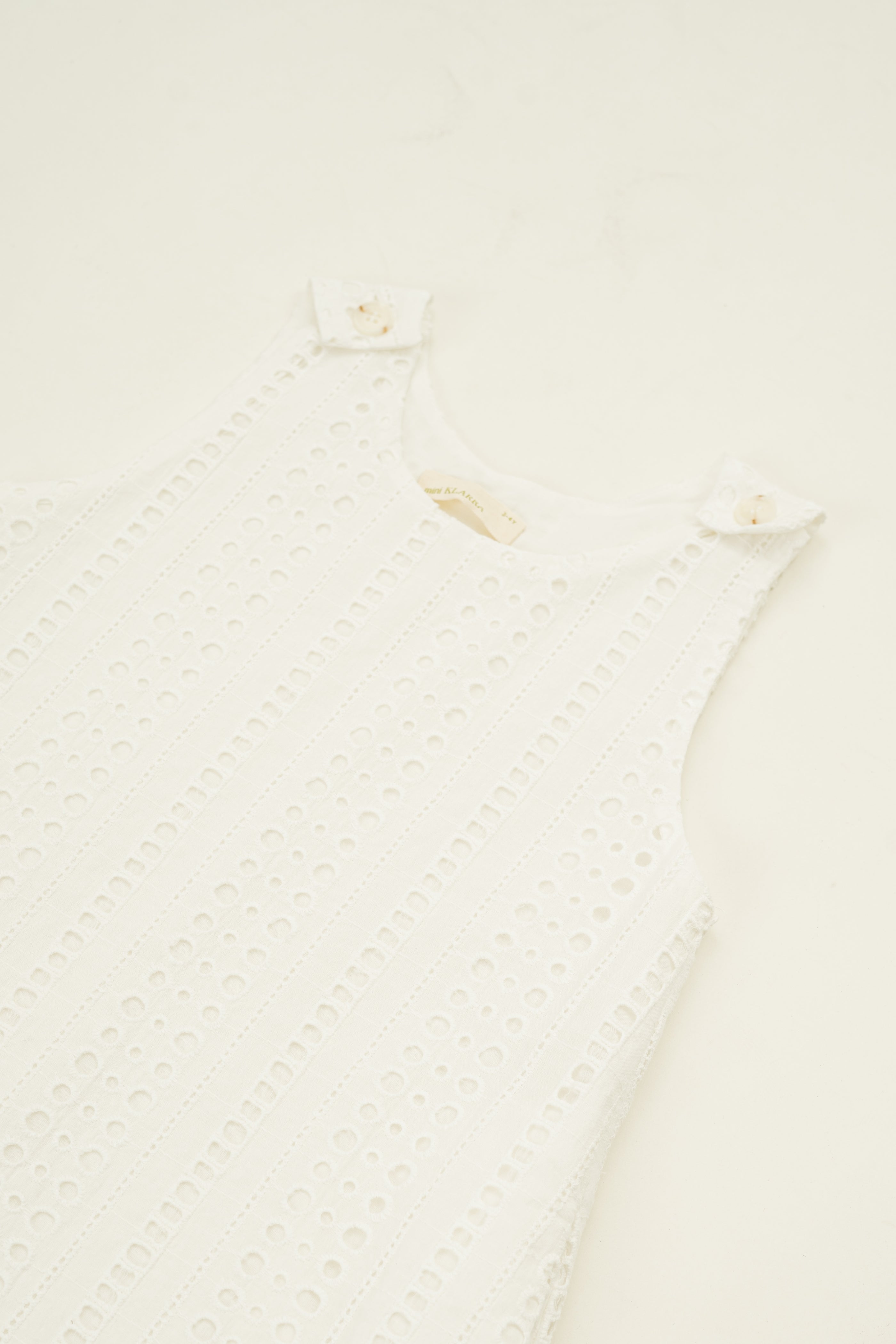 Mini Broderie Anglaise Sleeveless A-line Dress in White