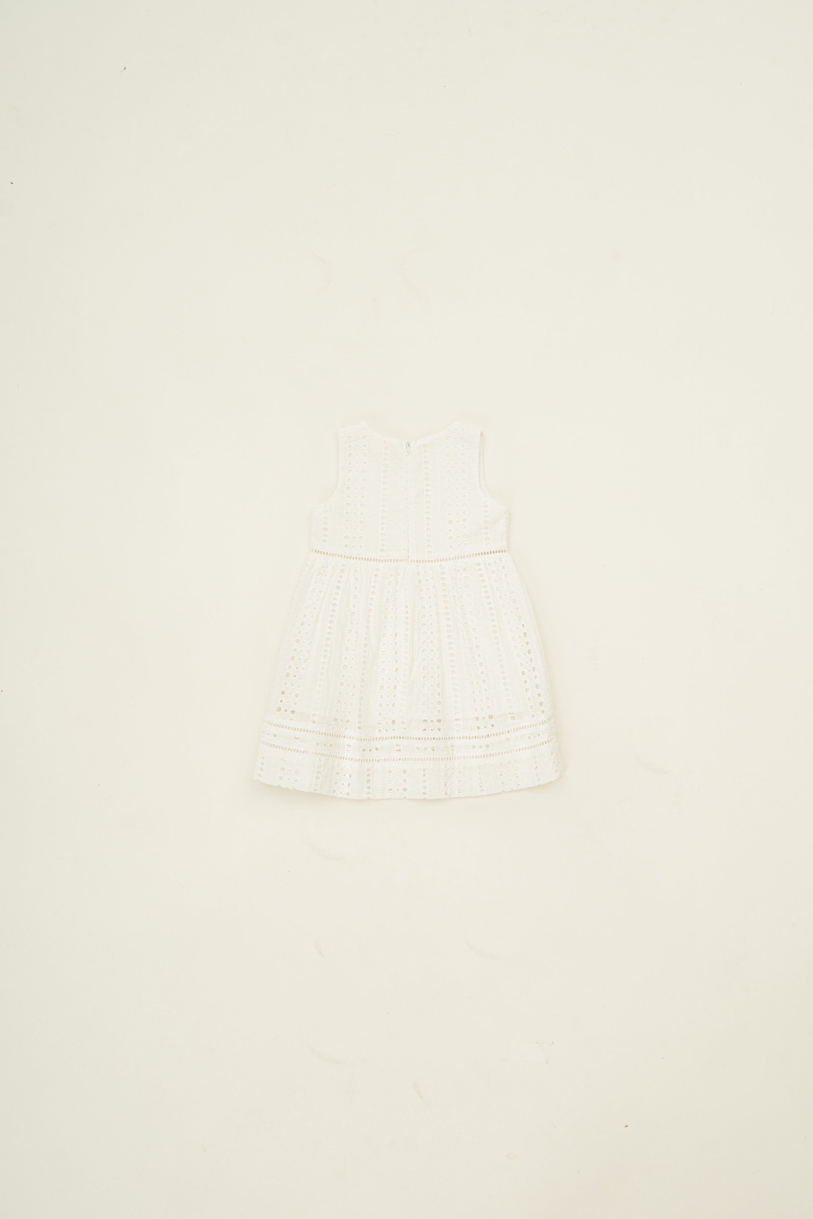 Mini Broderie Anglaise Gathered Waist Dress in White