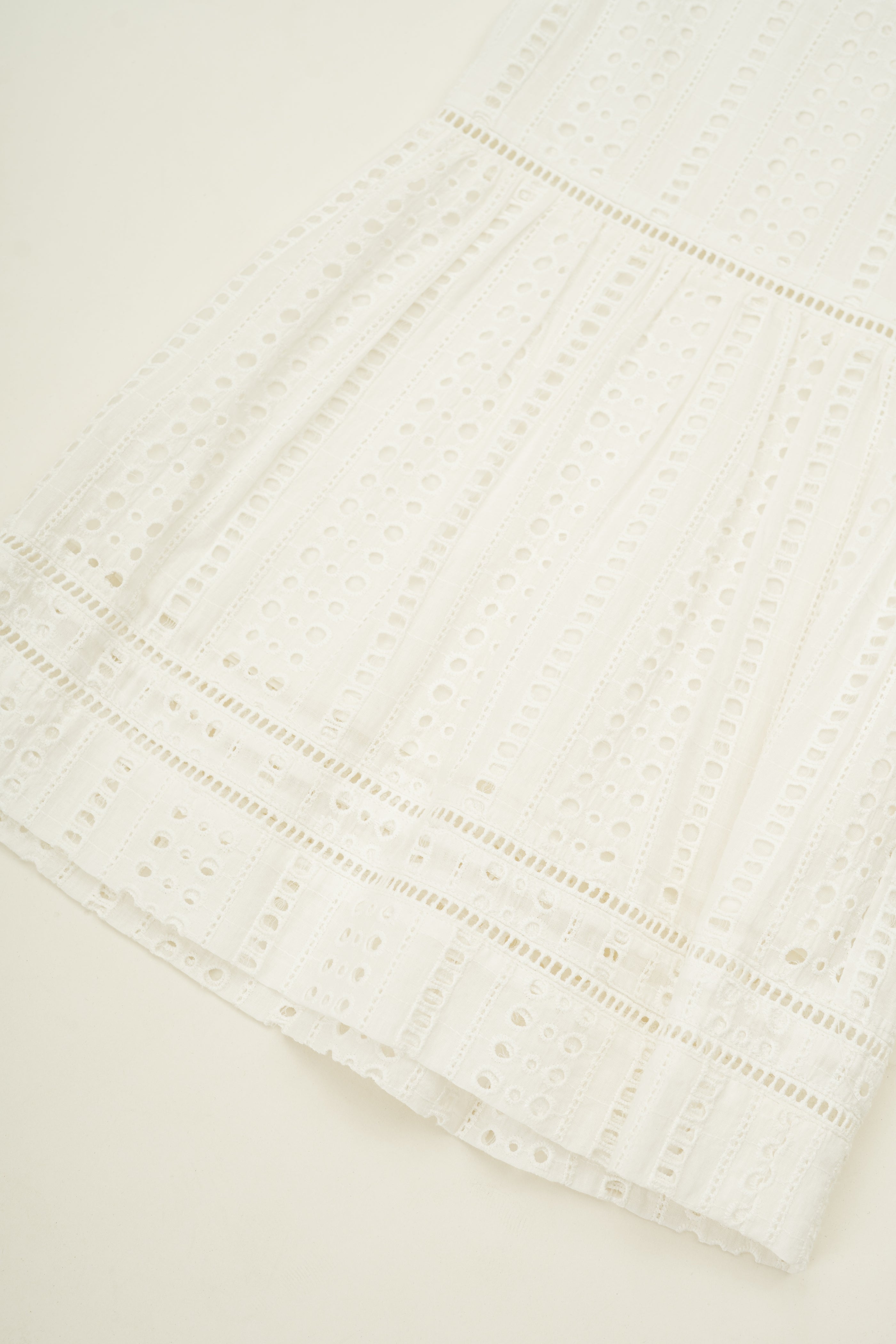 Mini Broderie Anglaise Gathered Waist Dress in White
