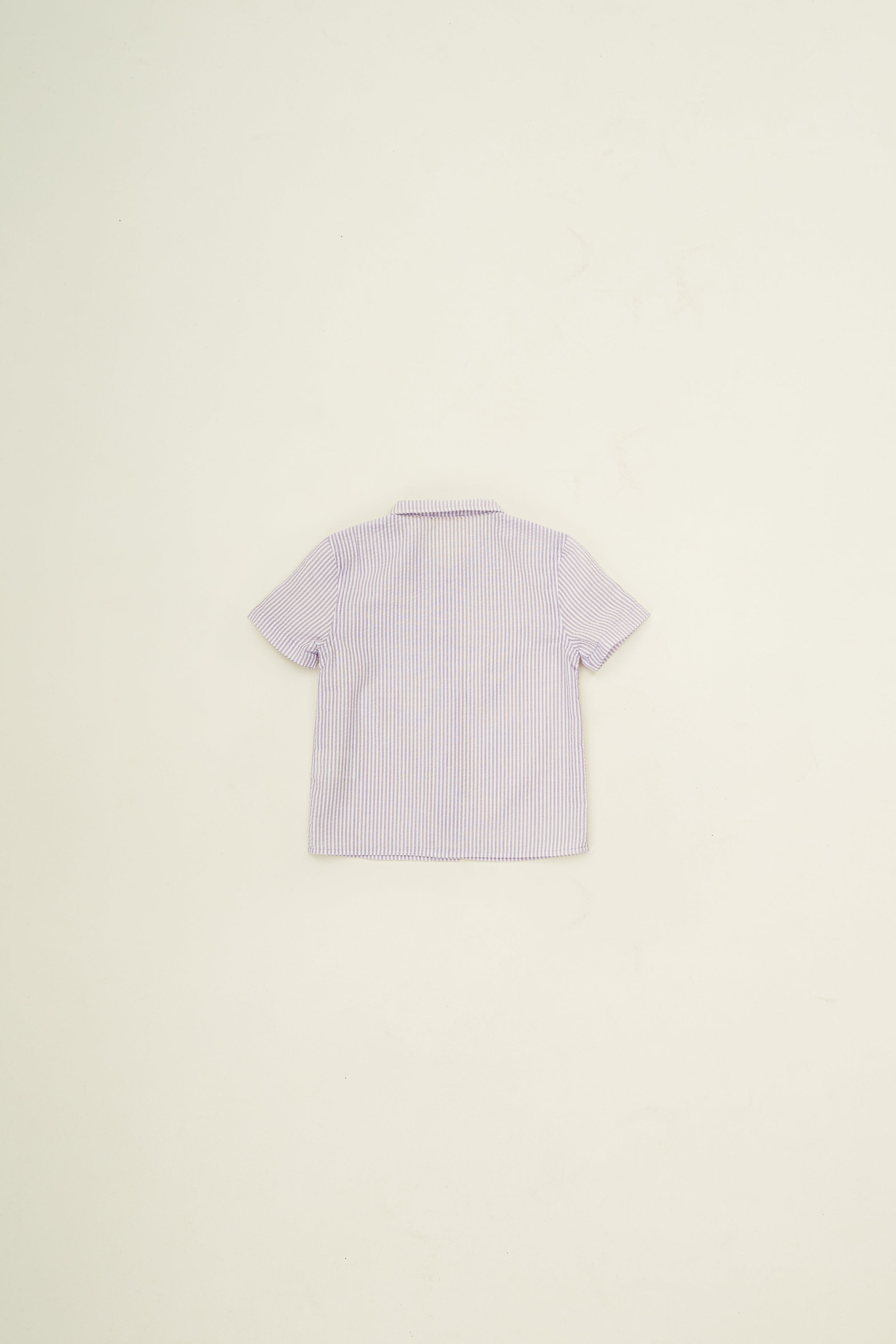 Mini Short Sleeve Pocket Shirt in Seersucker Orchid Stripes
