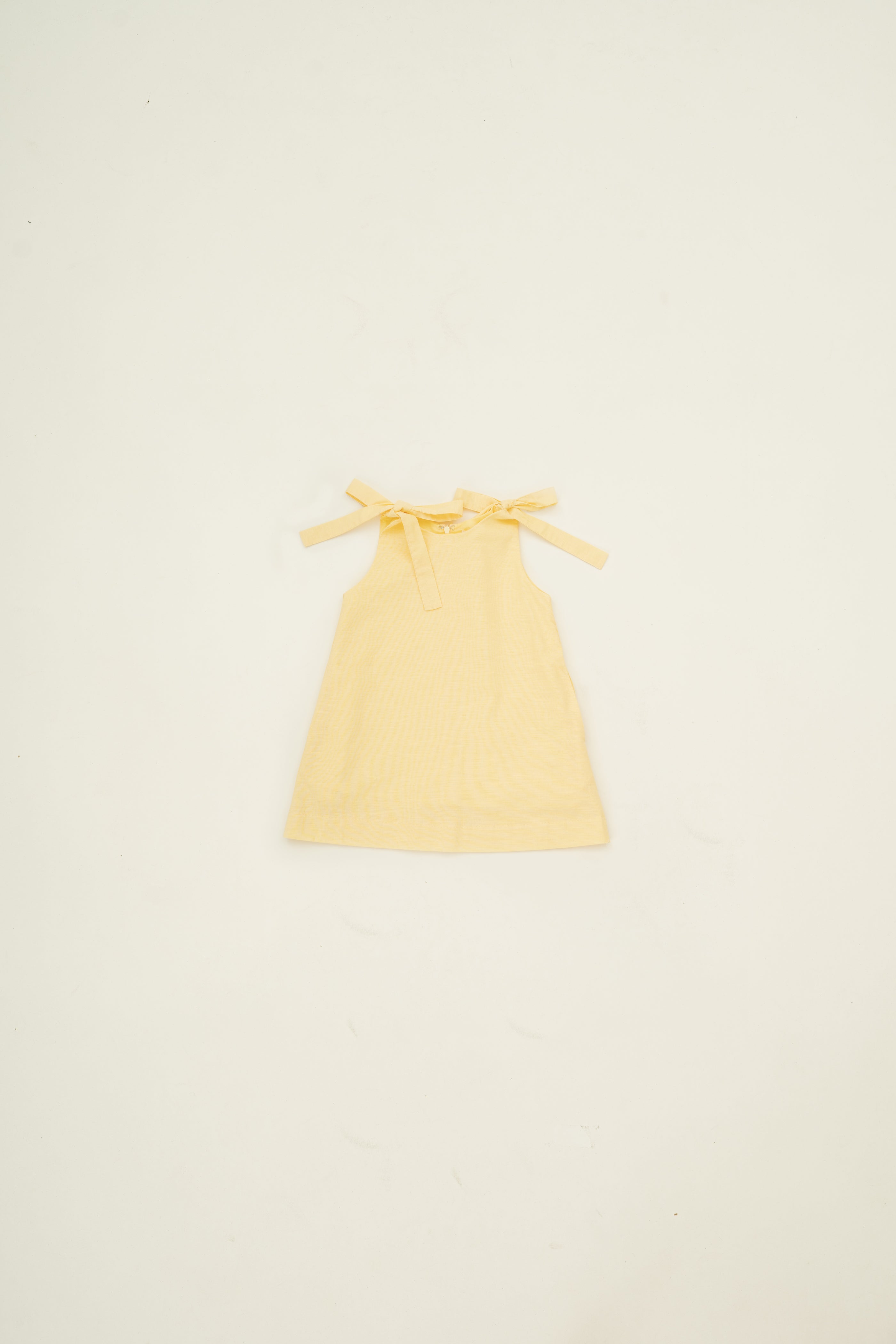 Mini Ribbon Tie A-line Dress in Lemon