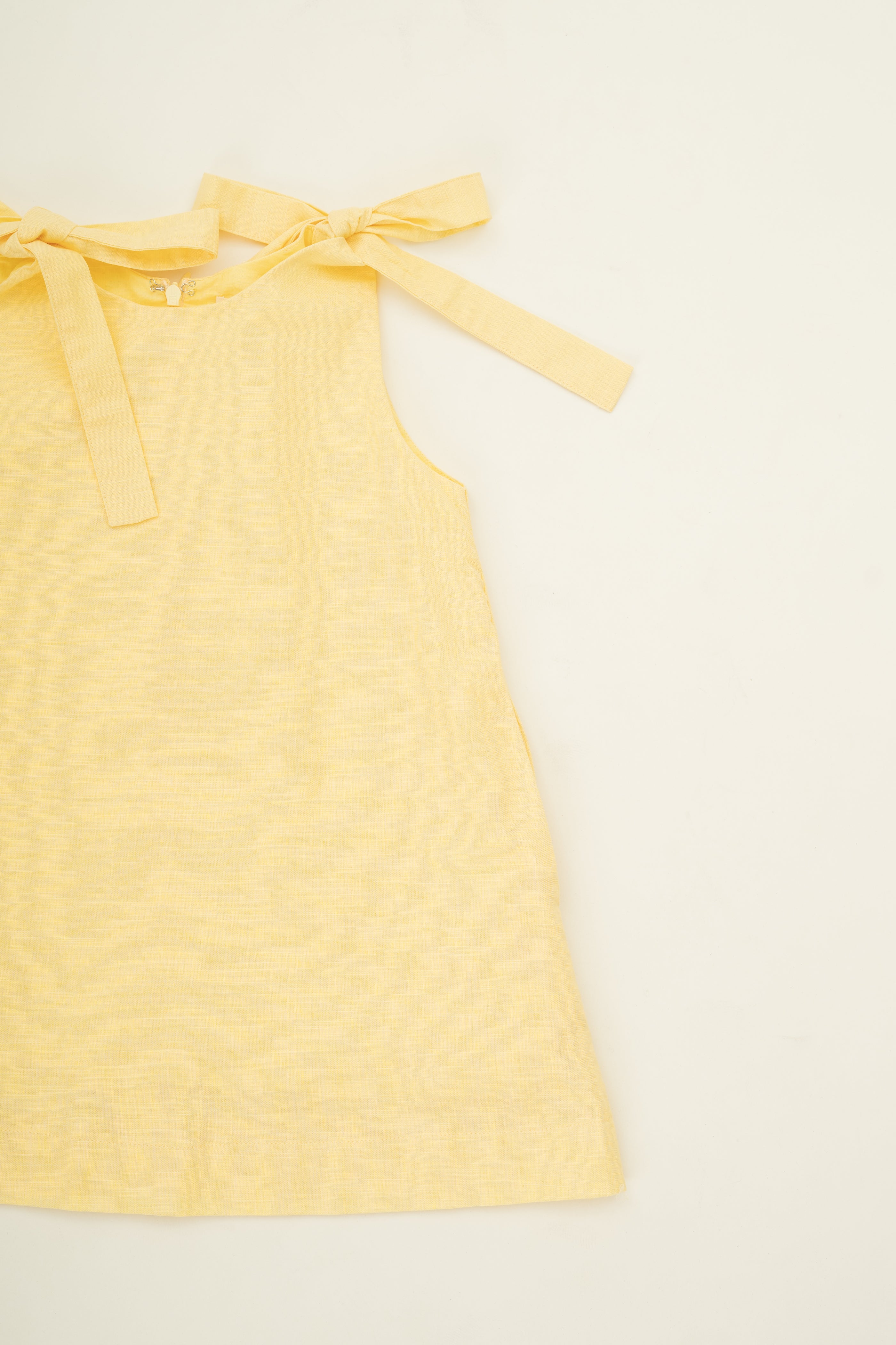 Mini Ribbon Tie A-line Dress in Lemon