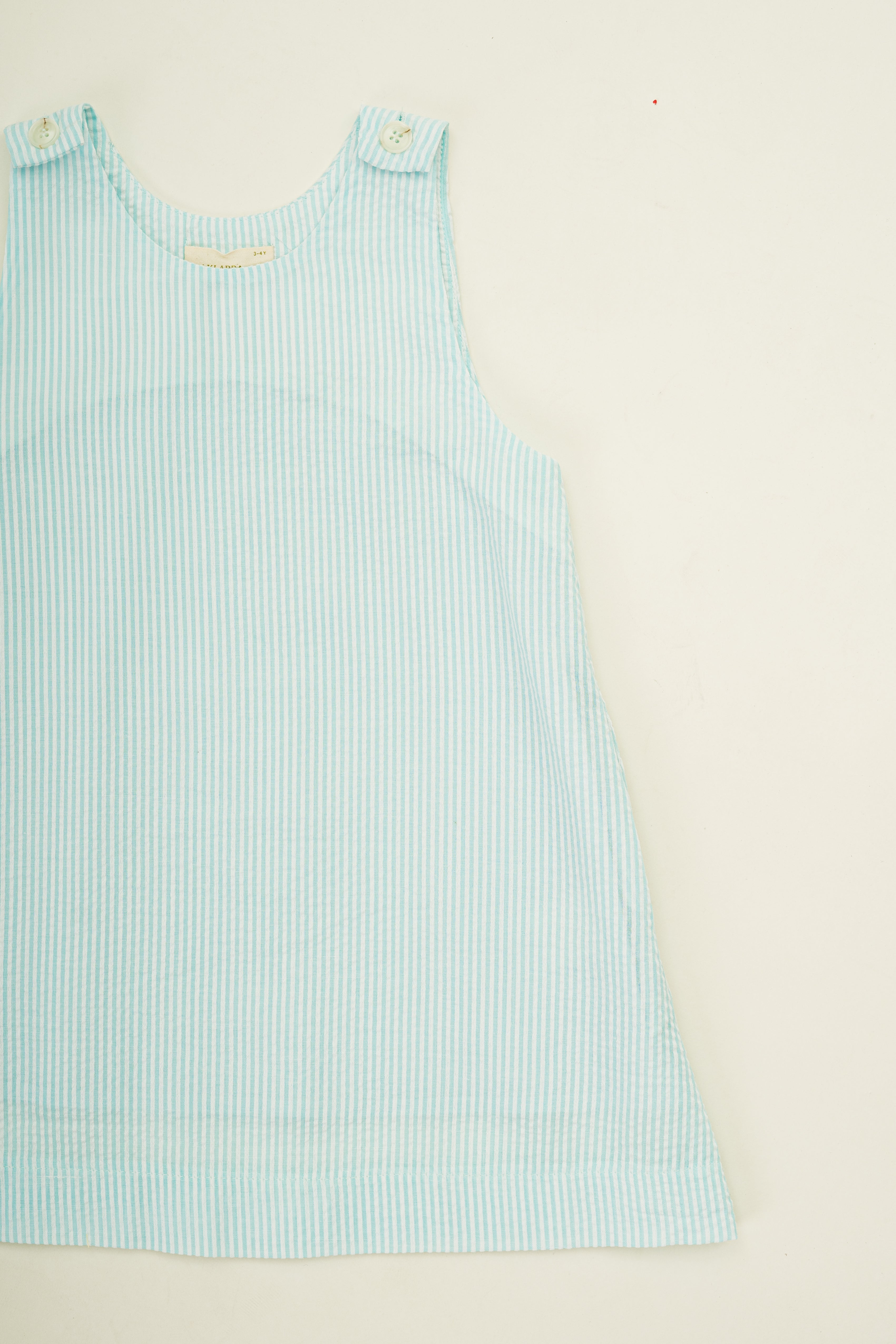 Mini Sleeveless A-line Dress in Seersucker Marine Stripes