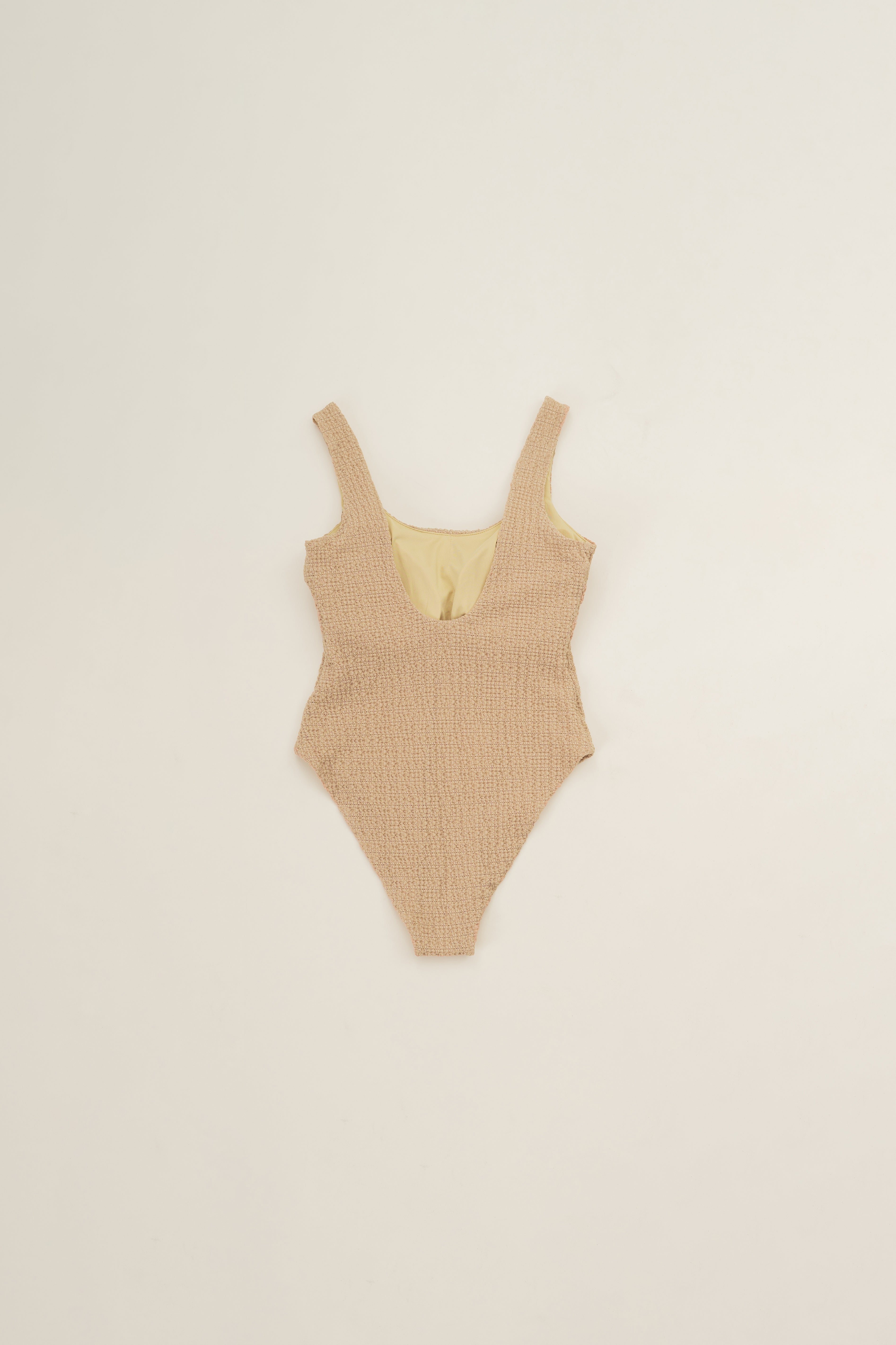 Textured Stretch Bodysuit in Sand