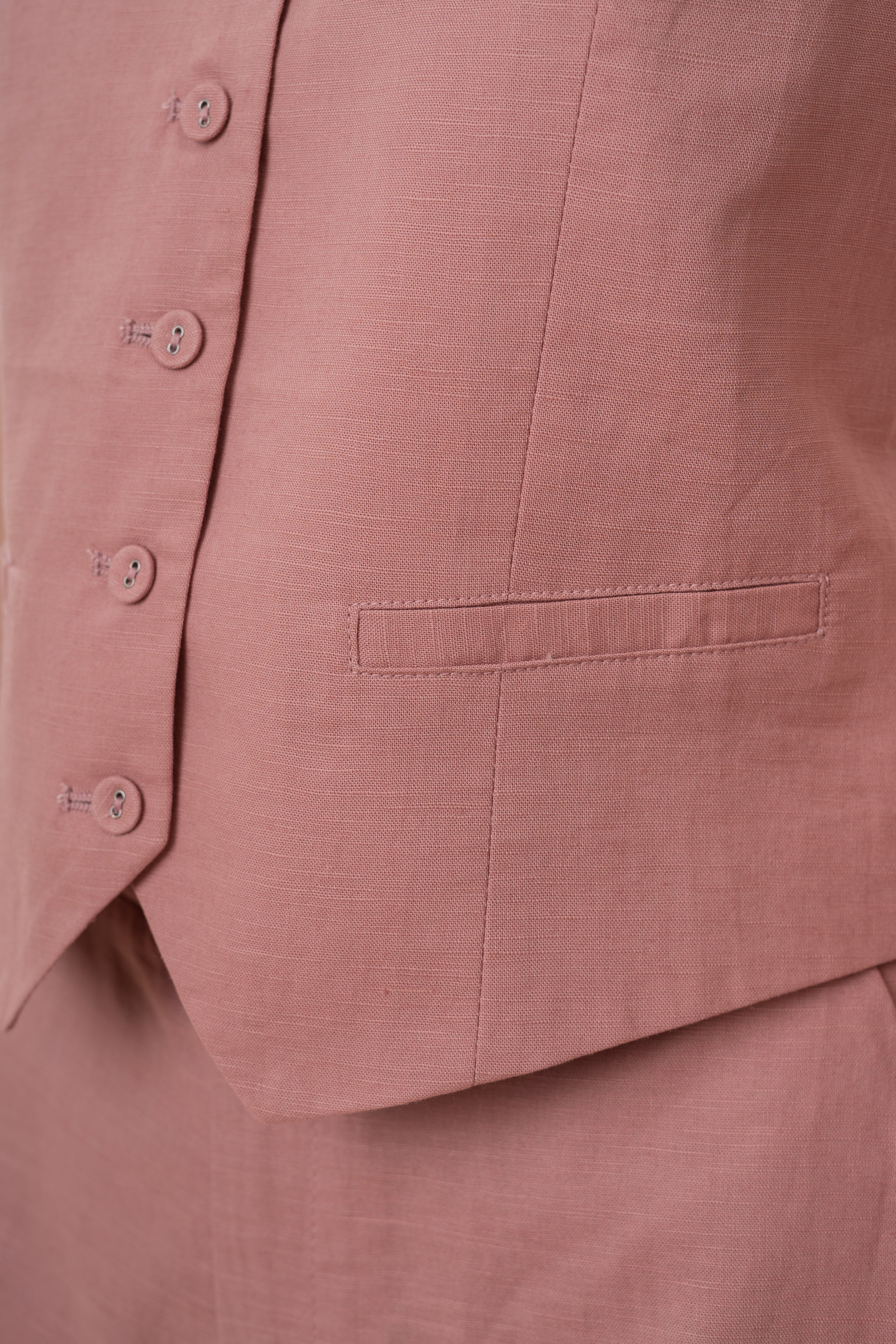 Textured Linen Waistcoat in Tea Rose