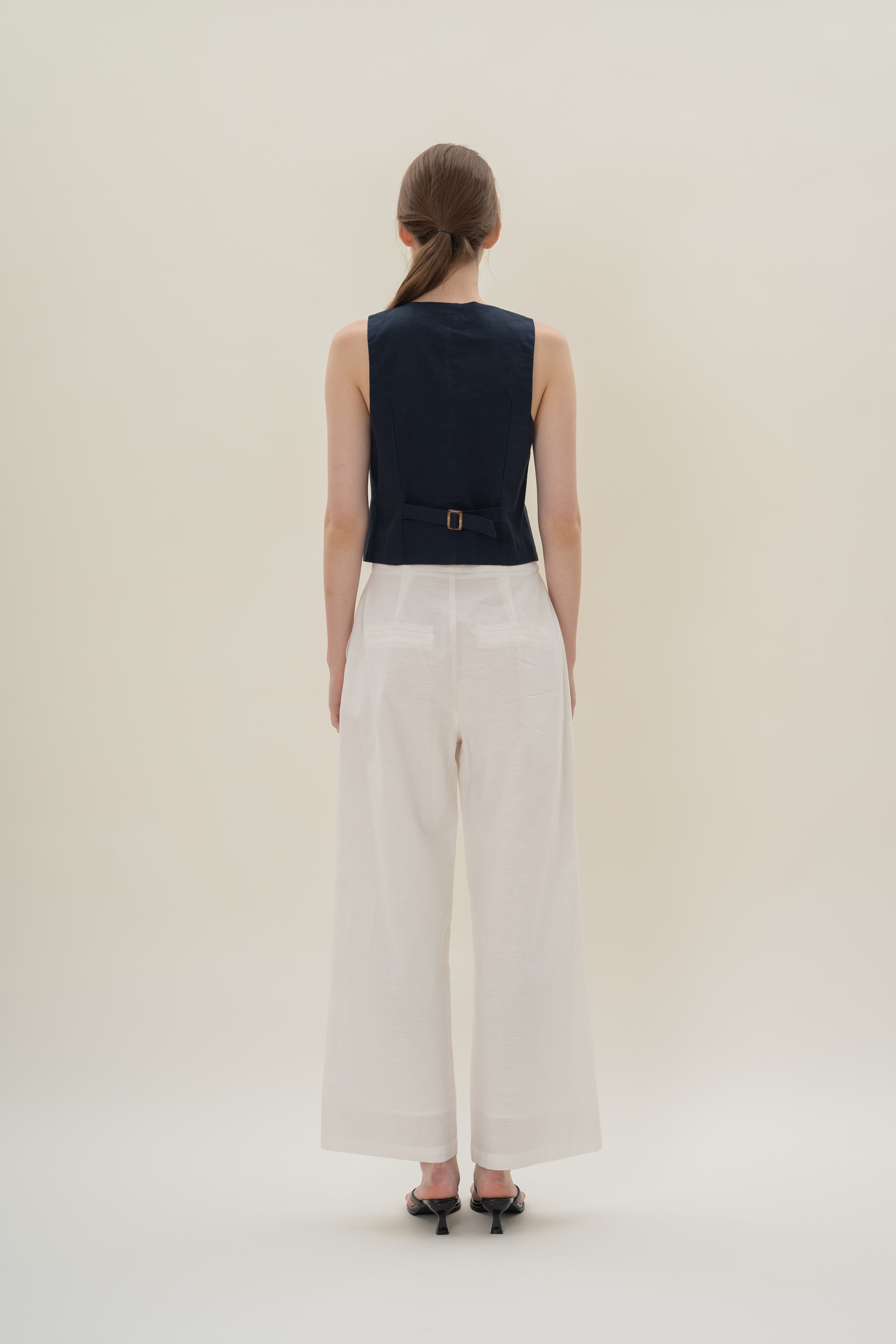 Textured Linen Waistcoat in Midnight