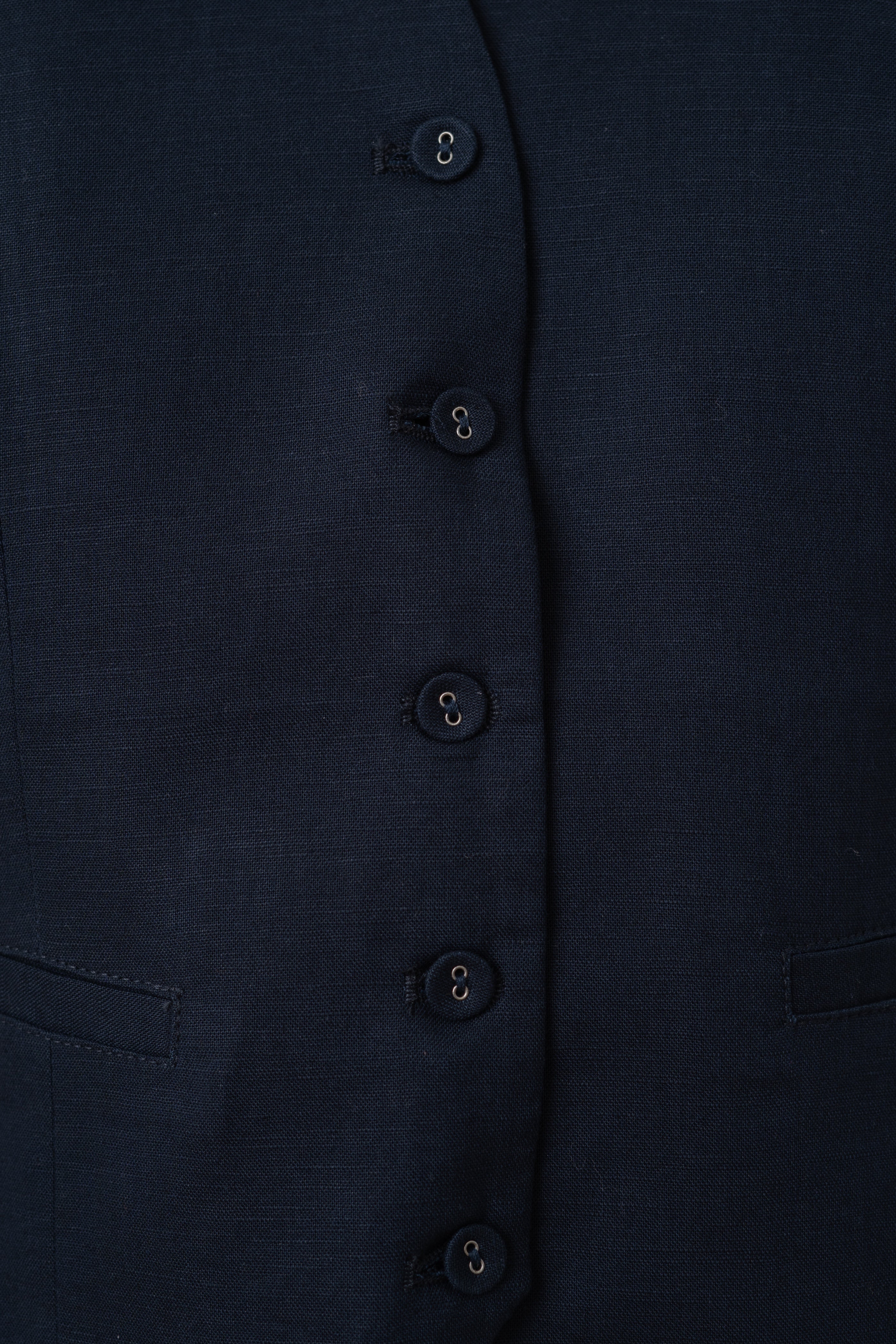 Textured Linen Waistcoat in Midnight