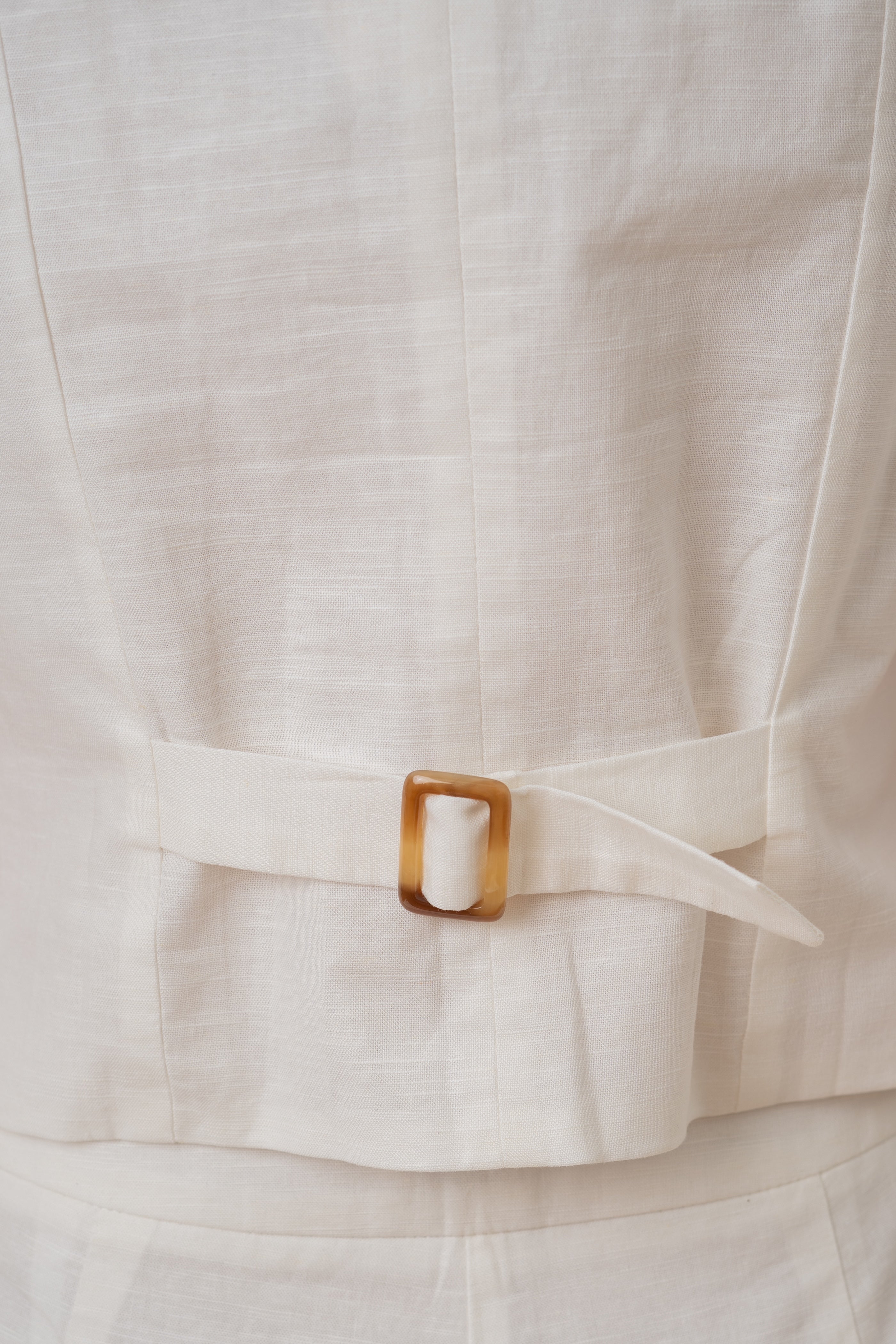 Textured Linen Waistcoat in White