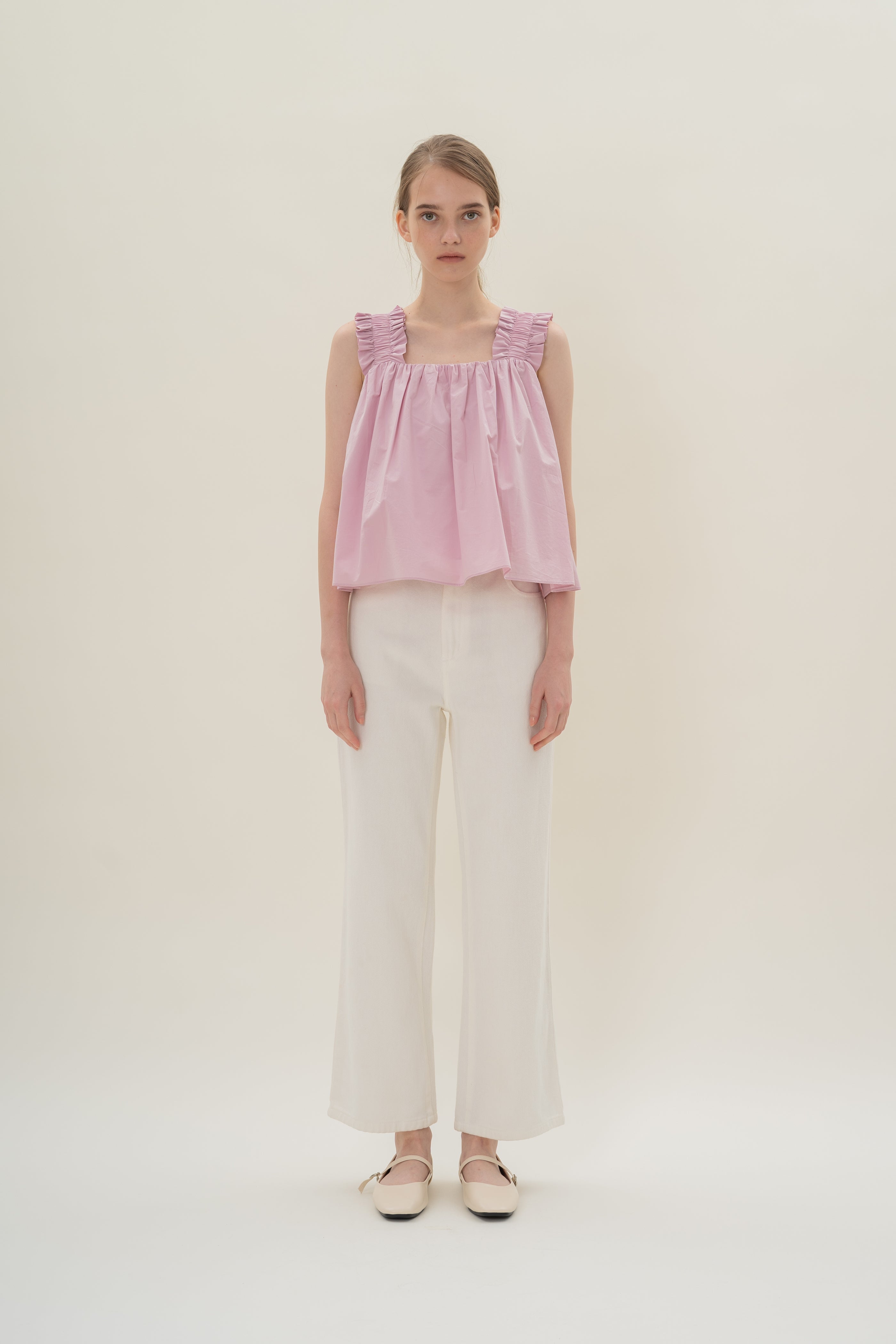 Flared Square Neck Top in Hibiscus