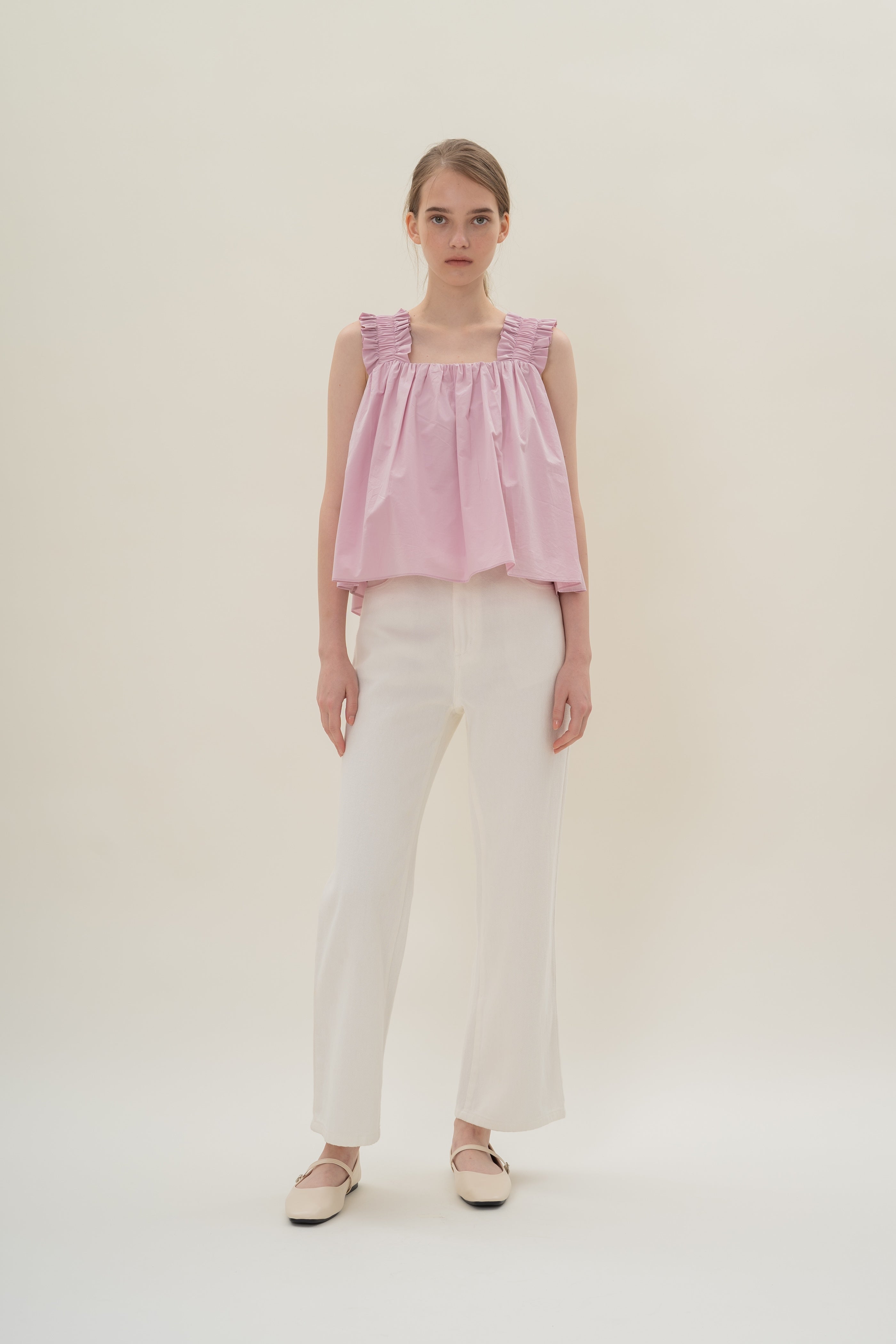 Flared Square Neck Top in Hibiscus