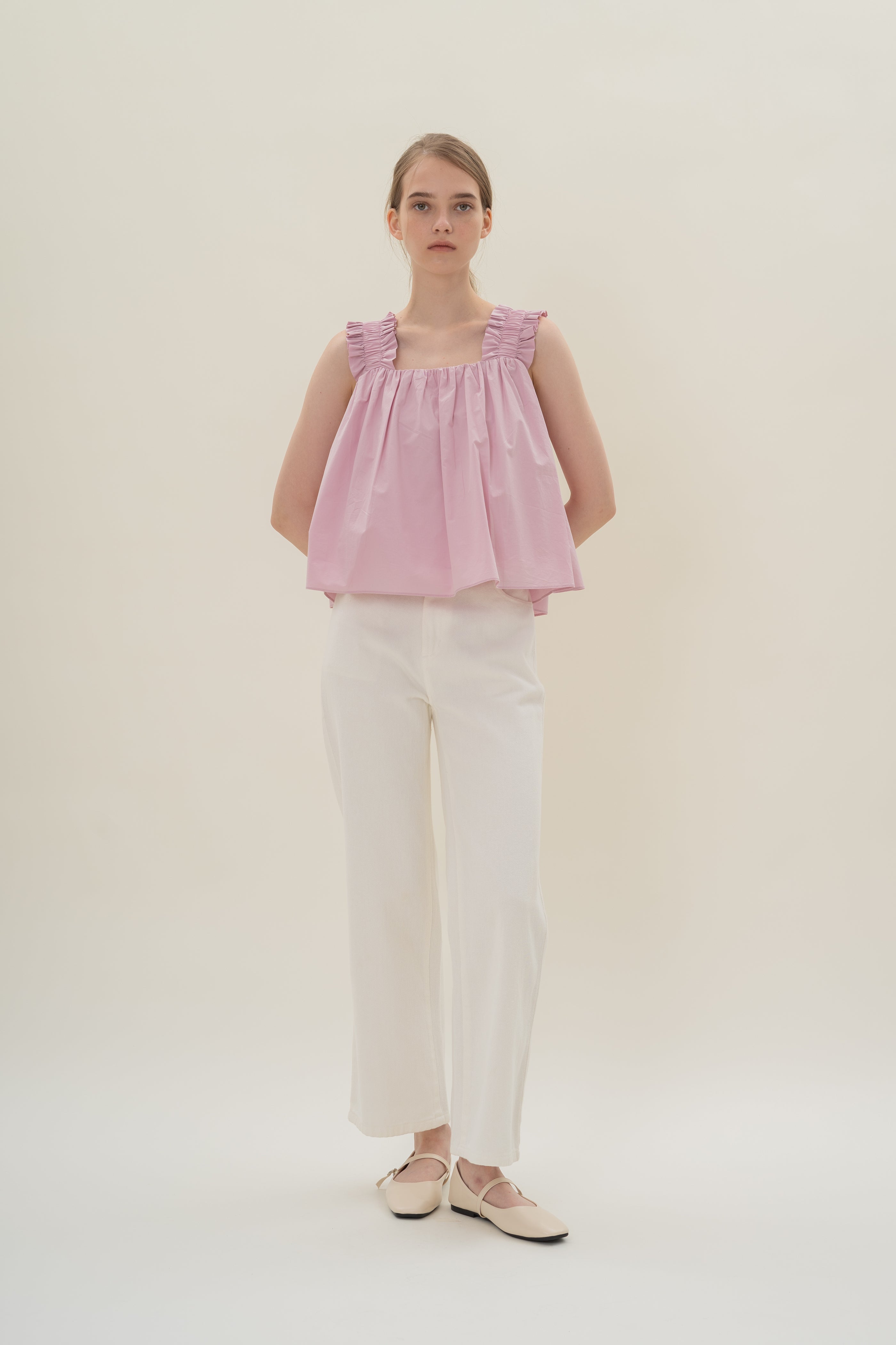 Flared Square Neck Top in Hibiscus