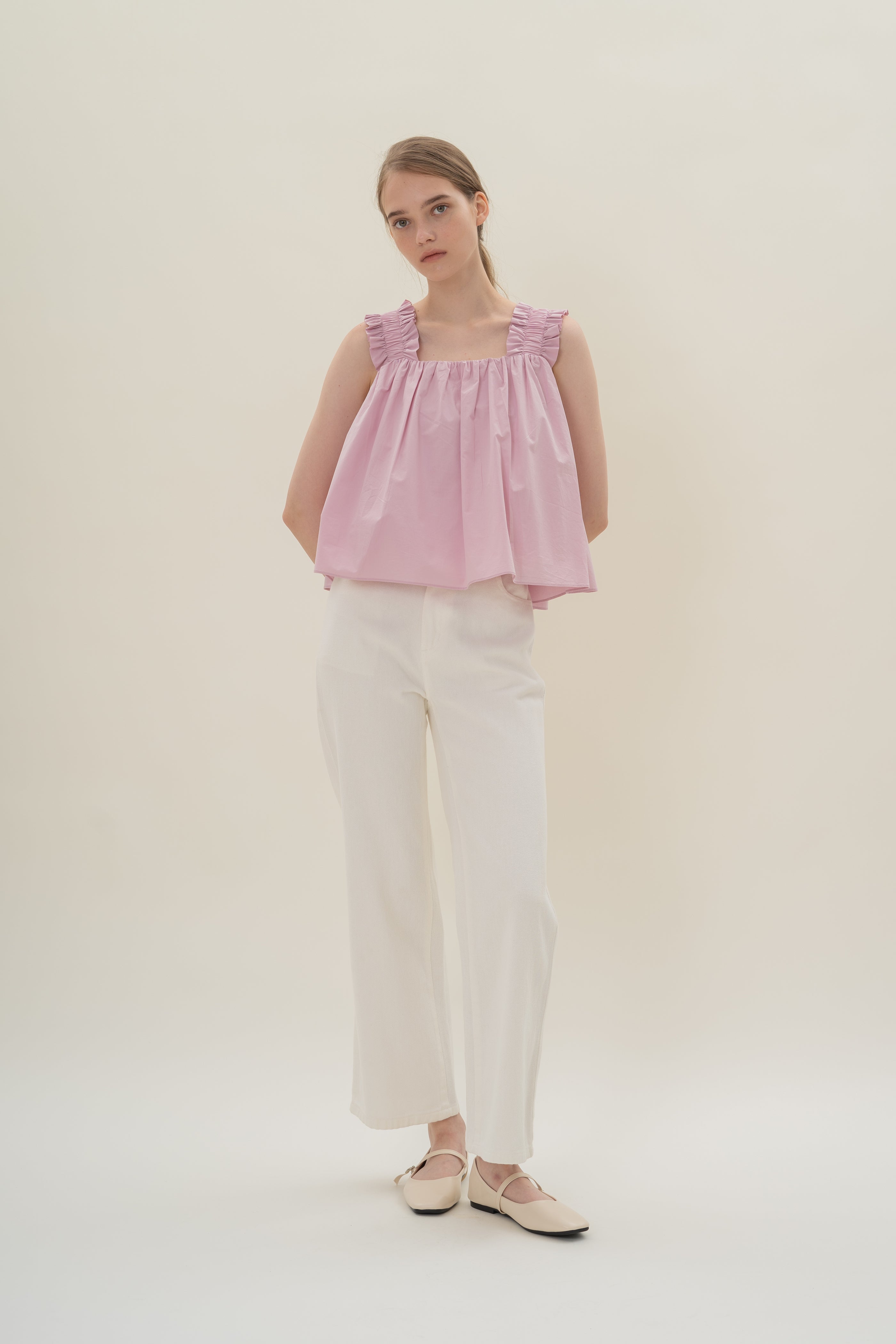 Flared Square Neck Top in Hibiscus